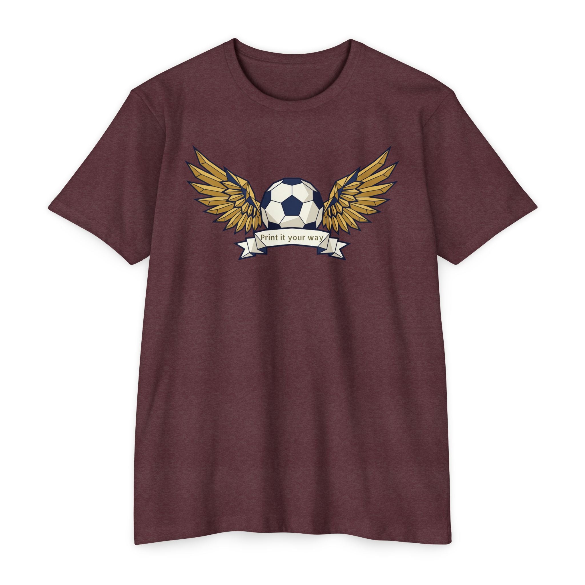 Custom Soccer T-Shirt Personalized Winged Soccer Ball Banner Tee Add Your Name or Team Gift Unisex