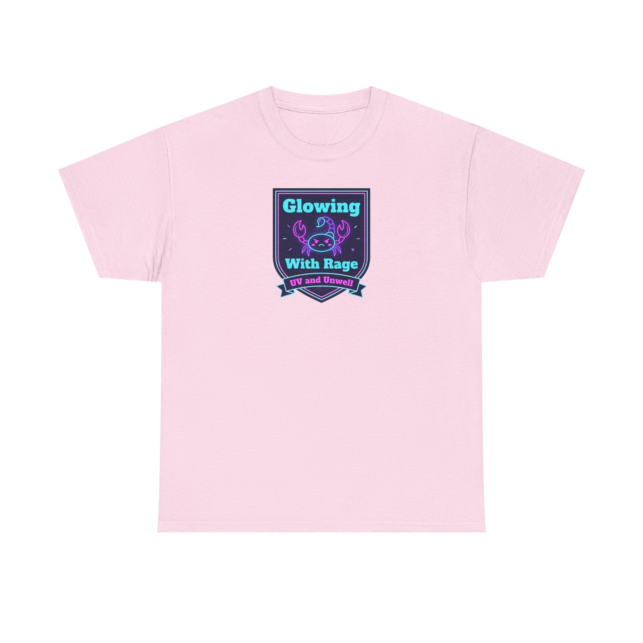 Glowing With Rage tee | Neon Skull Shield design