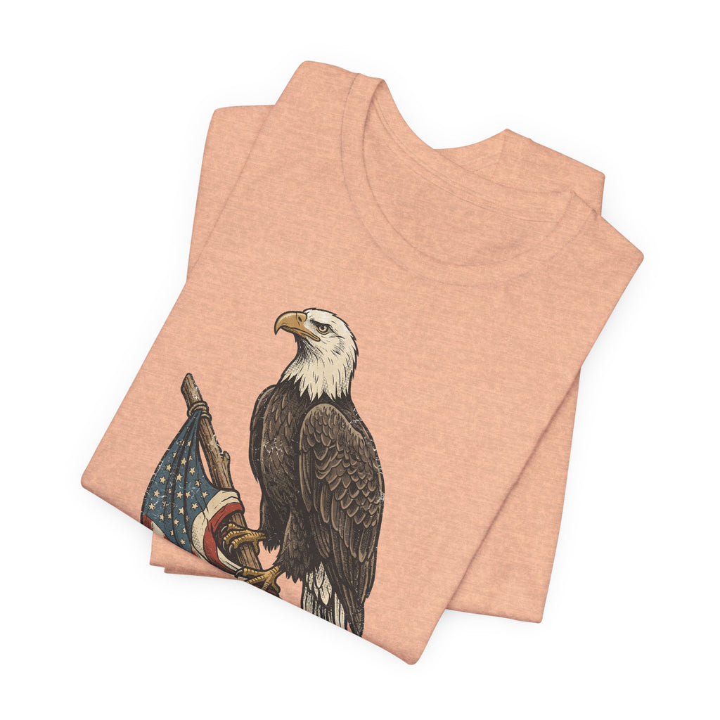 Bald Eagle American Flag T-Shirt | Patriotic USA Stars Stripes Vintage Eagle Graphic Tee Gift