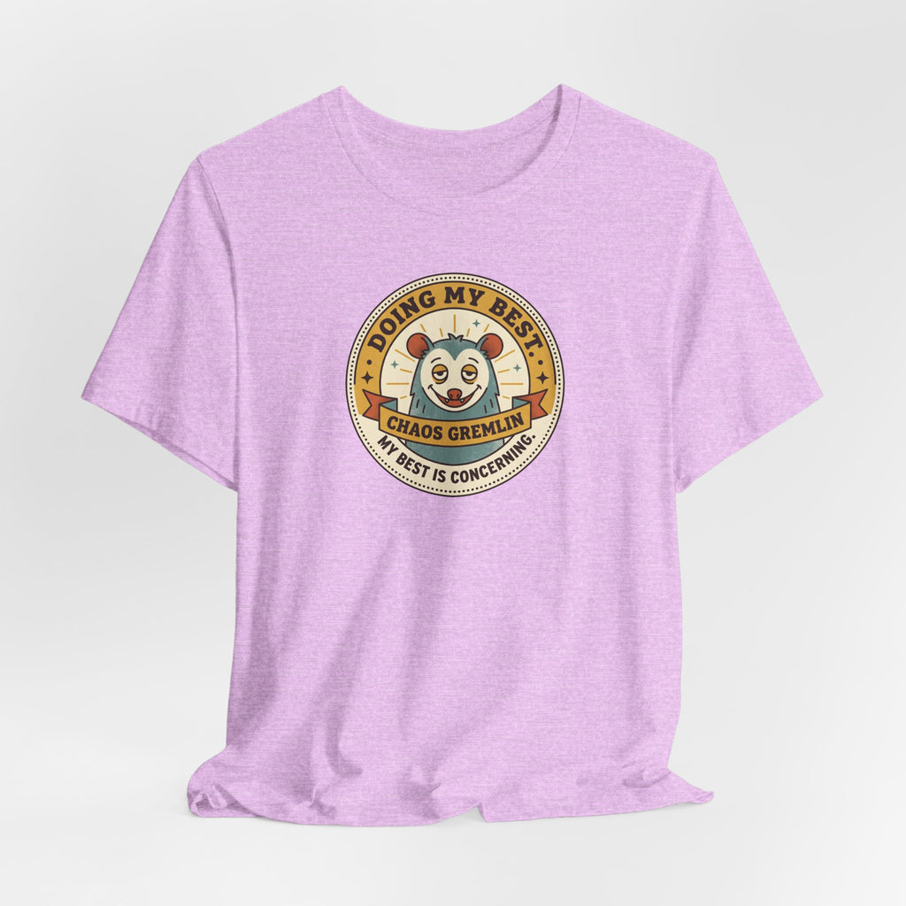 Doing My Best Chaos Gremlin Tee | Cute Cartoon Gremlin Badge Shirt