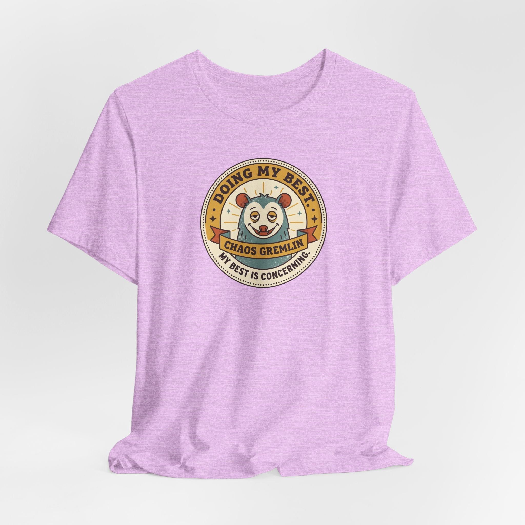 Doing My Best Chaos Gremlin Tee | Cute Cartoon Gremlin Badge Shirt