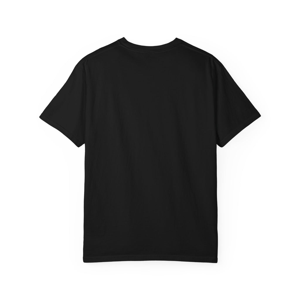 Black crewneck t-shirt, plain front view with no visible graphic
