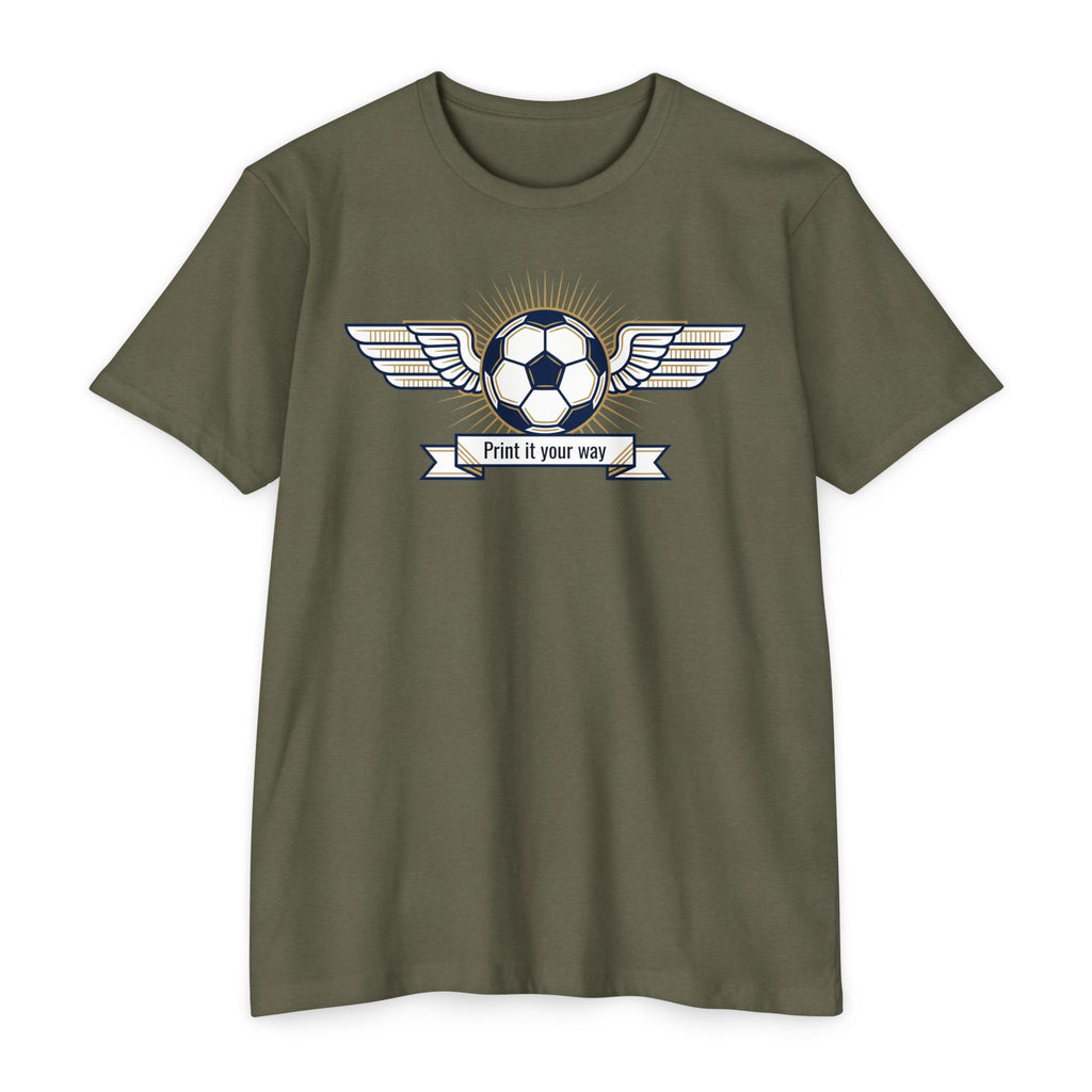 Custom Vintage Soccer T-Shirt Personalized Winged Soccer Emblem Tee Add Your Name or Team Soccer Gift