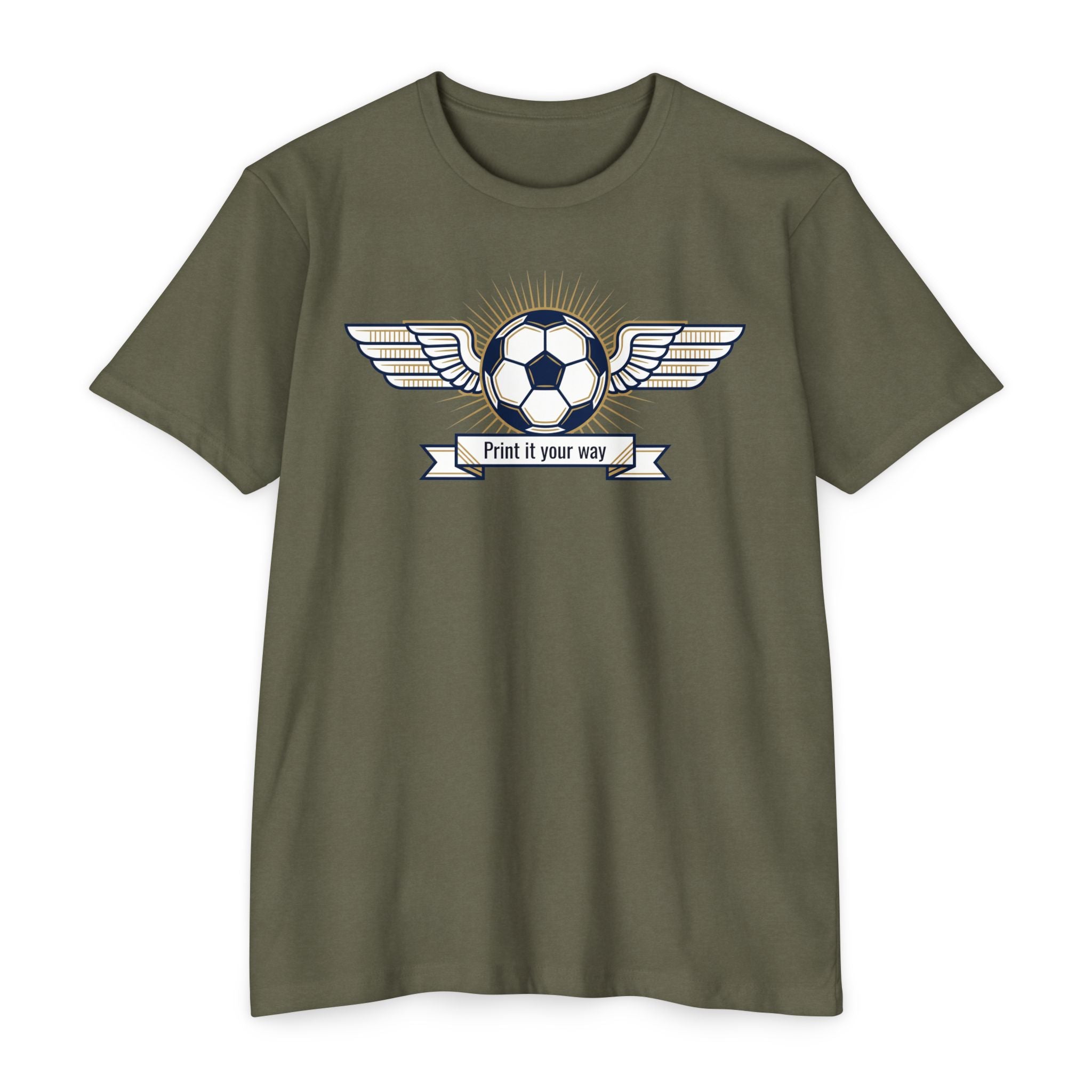 Custom Vintage Soccer T-Shirt Personalized Winged Soccer Emblem Tee Add Your Name or Team Soccer Gift