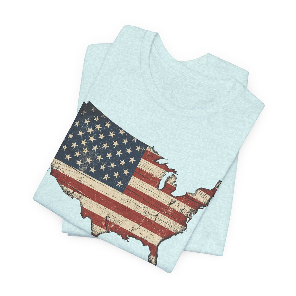 Distressed American Flag USA Map T-Shirt | Patriotic United States Tee