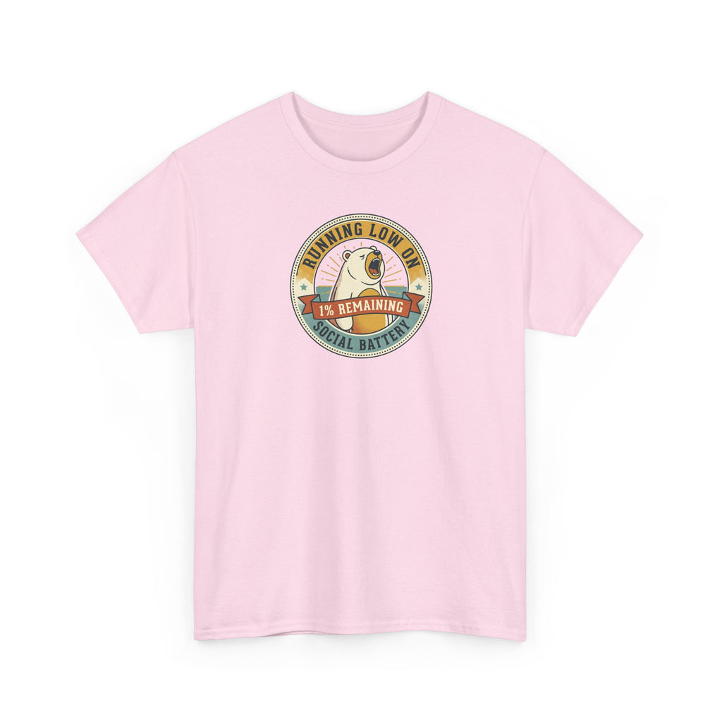 Running Low on Social Battery T-Shirt | Funny Introvert Bear Graphic Tee