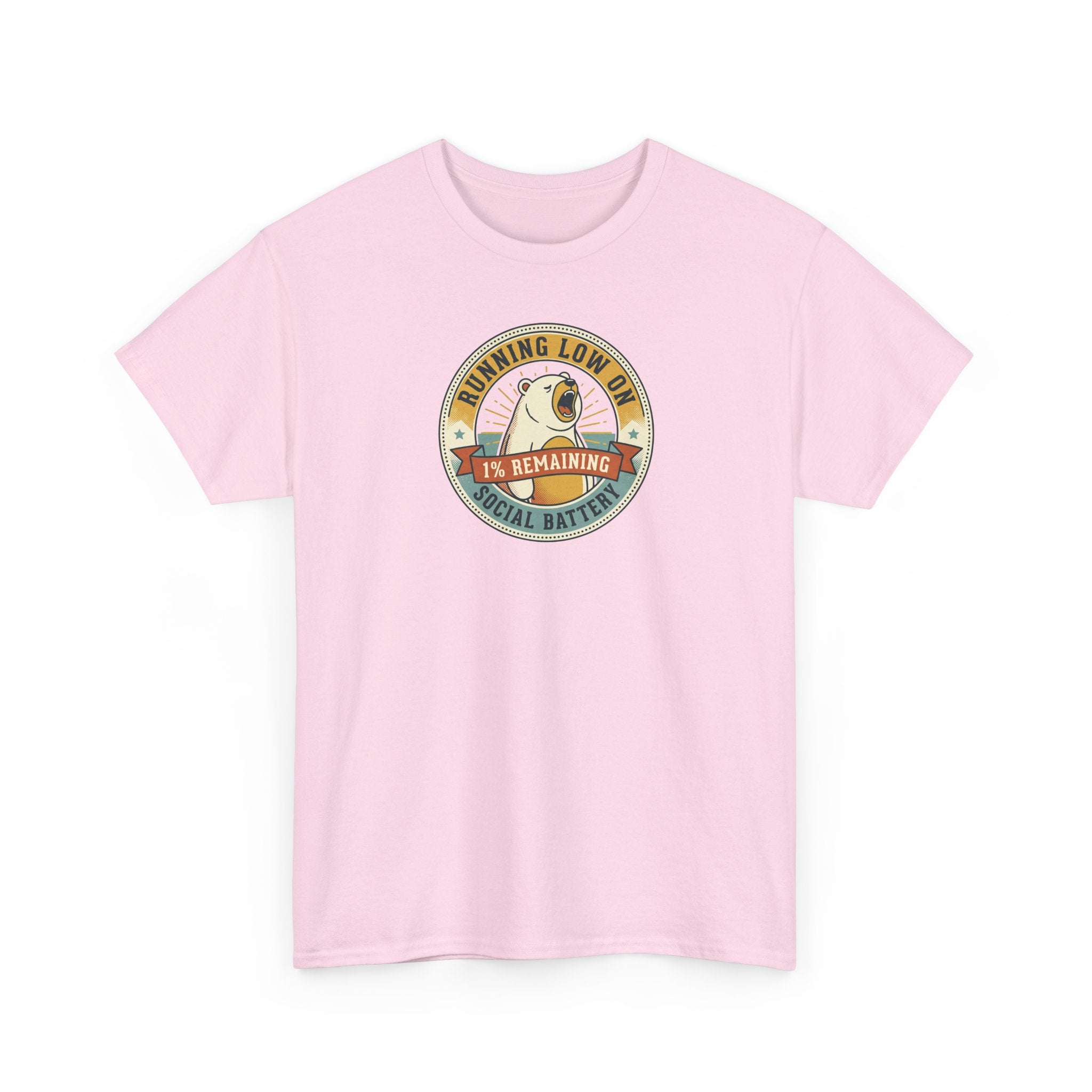 Running Low on Social Battery T-Shirt | Funny Introvert Bear Graphic Tee