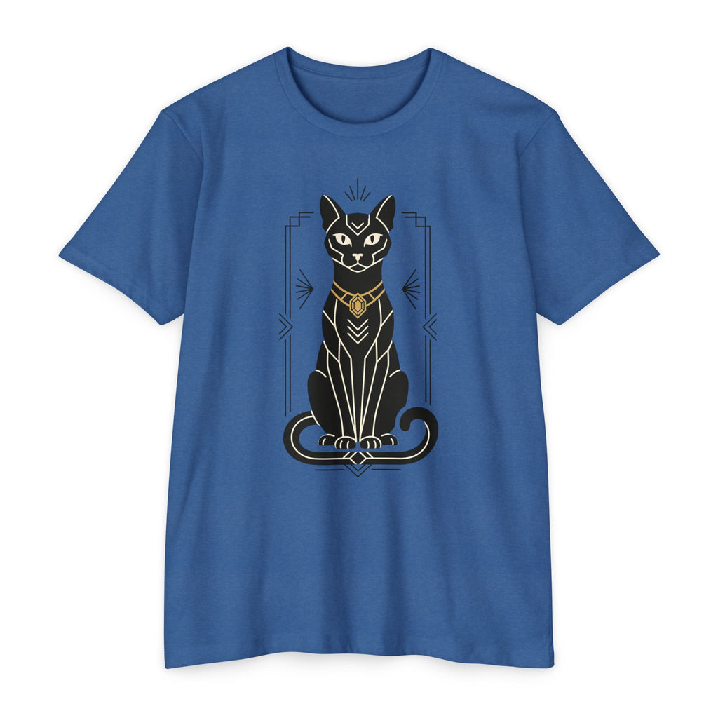 Black Cat T-Shirt Art Deco Egyptian Cat Illustration Graphic Tee Cat Lover Gift Mystic Unisex