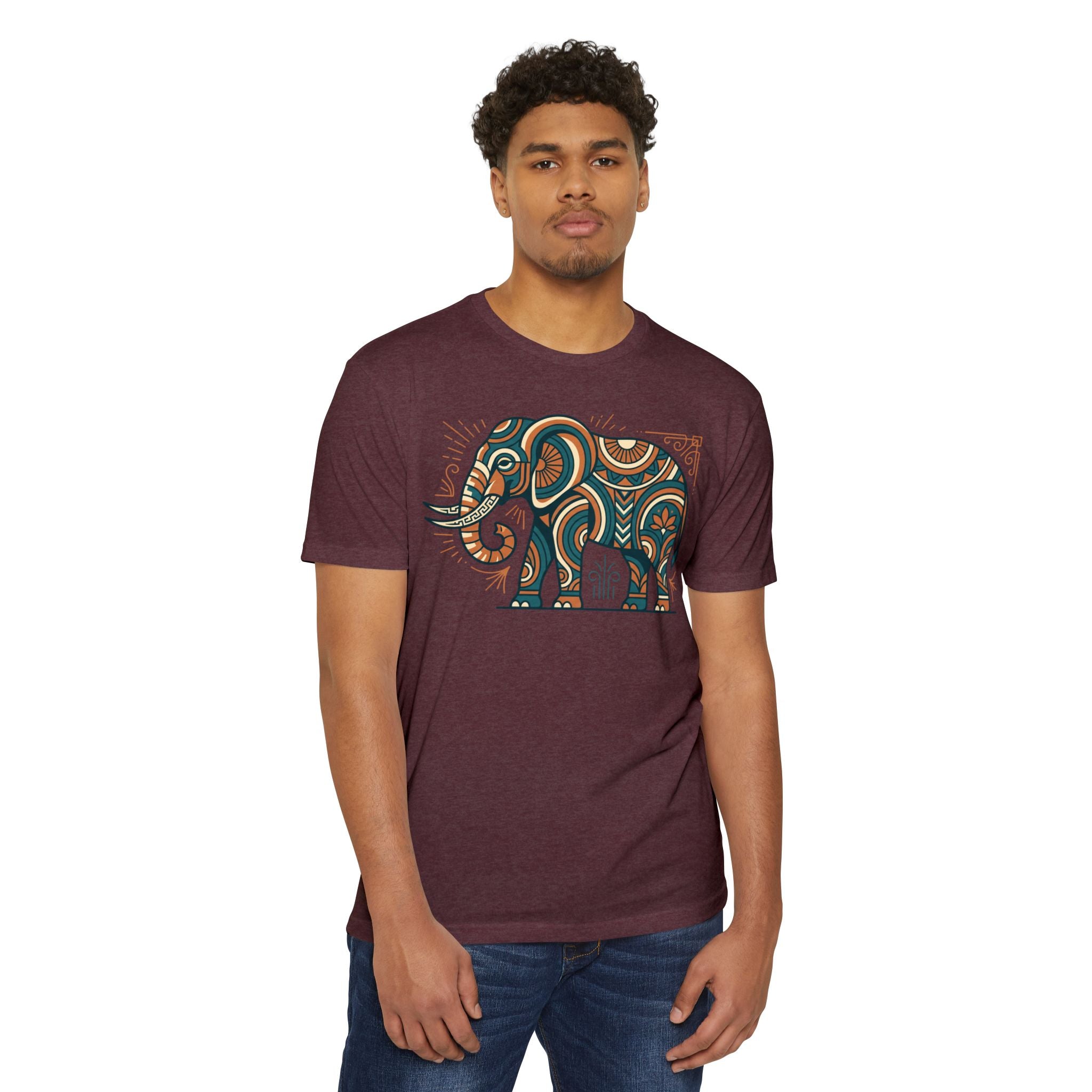 Elephant T-Shirt Boho Tribal Paisley Pattern Graphic Tee Elephant Lover Gift Nature Art Tee