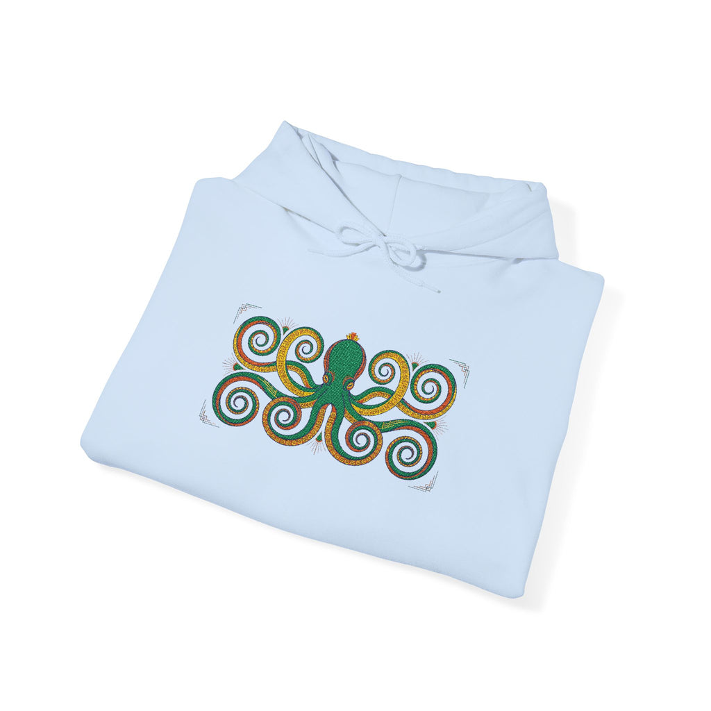 Green Octopus Spiral Art Hoodie | Nautical Sea Creature Sweatshirt, Unisex Ocean Art Gift Pullover