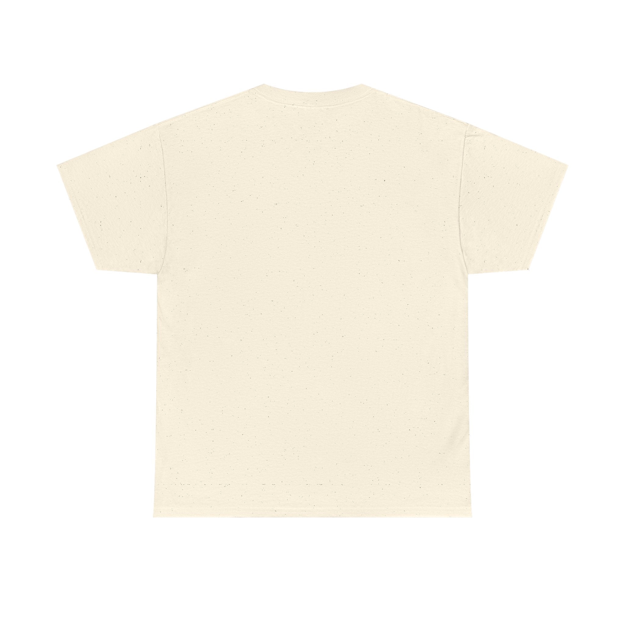 Natural cream T-shirt, crew neck short sleeves, plain back view.