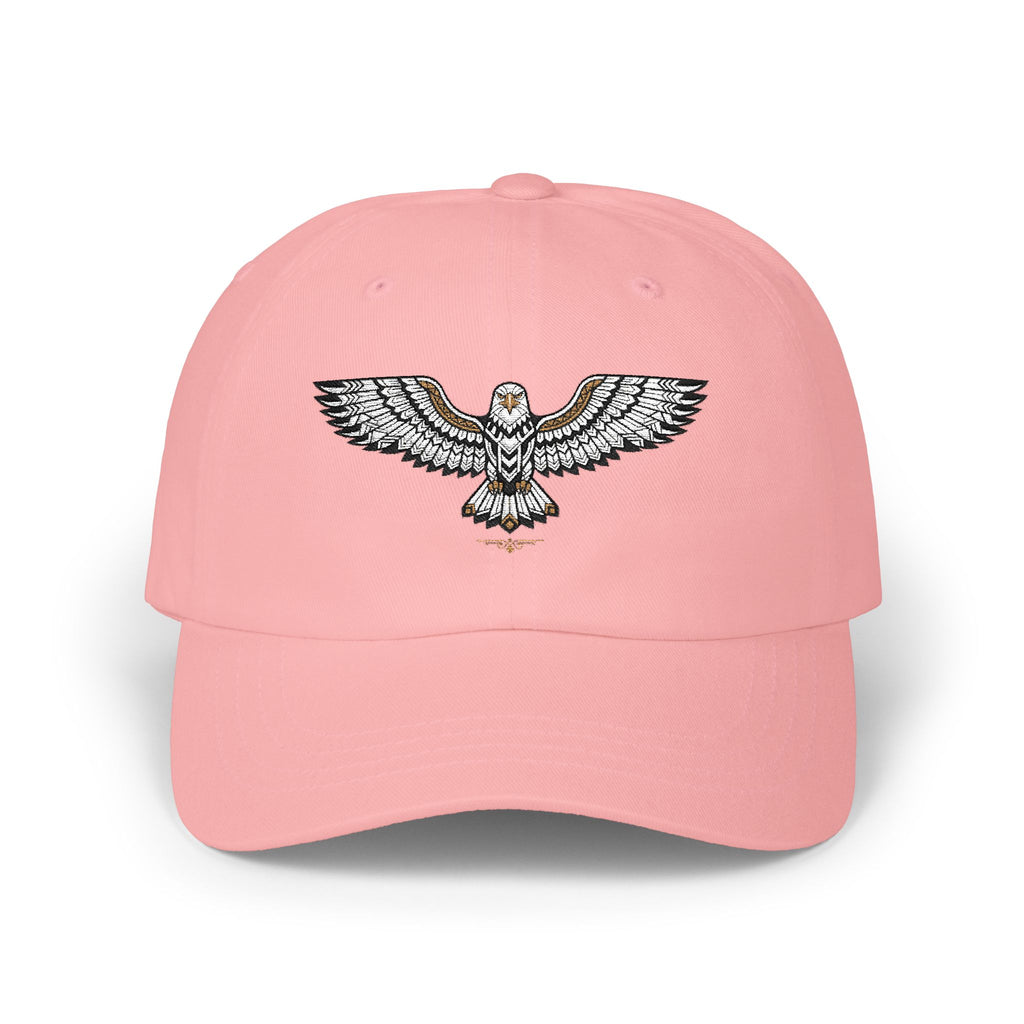 Embroidered Soaring Eagle Dad Cap — Classic White Baseball Hat