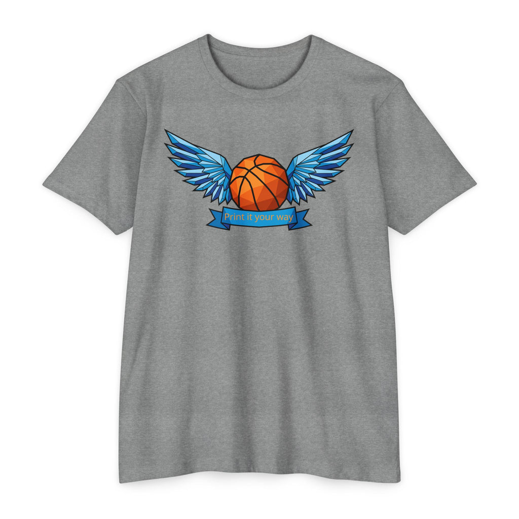Custom Basketball T-Shirt Personalized Winged Basketball Banner Tee Add Your Name or Team Unisex
