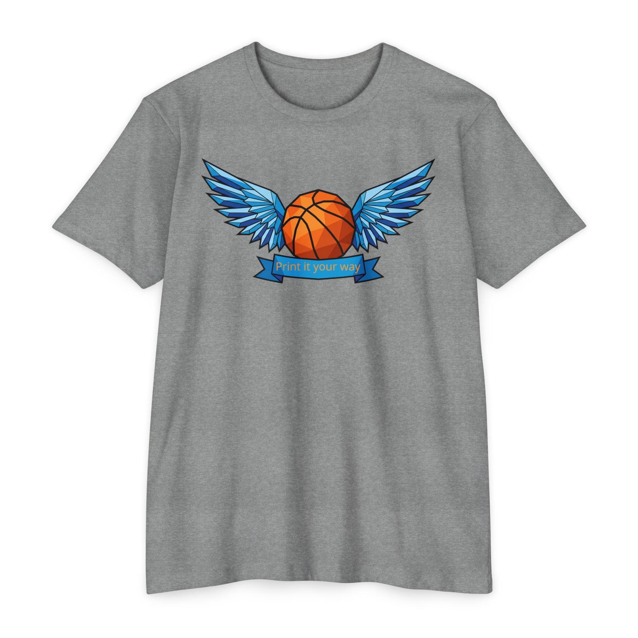 Custom Basketball T-Shirt Personalized Winged Basketball Banner Tee Add Your Name or Team Unisex