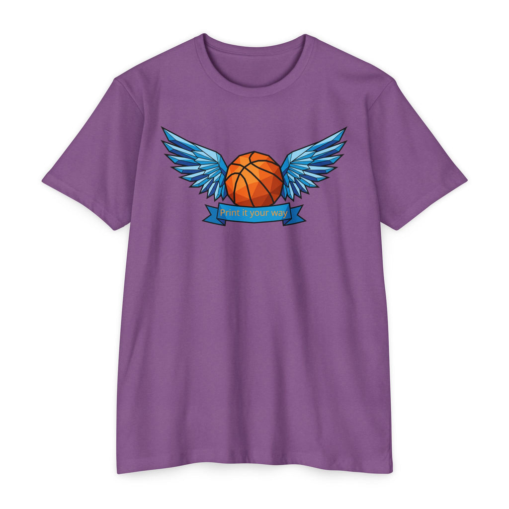 Custom Basketball T-Shirt Personalized Winged Basketball Banner Tee Add Your Name or Team Unisex