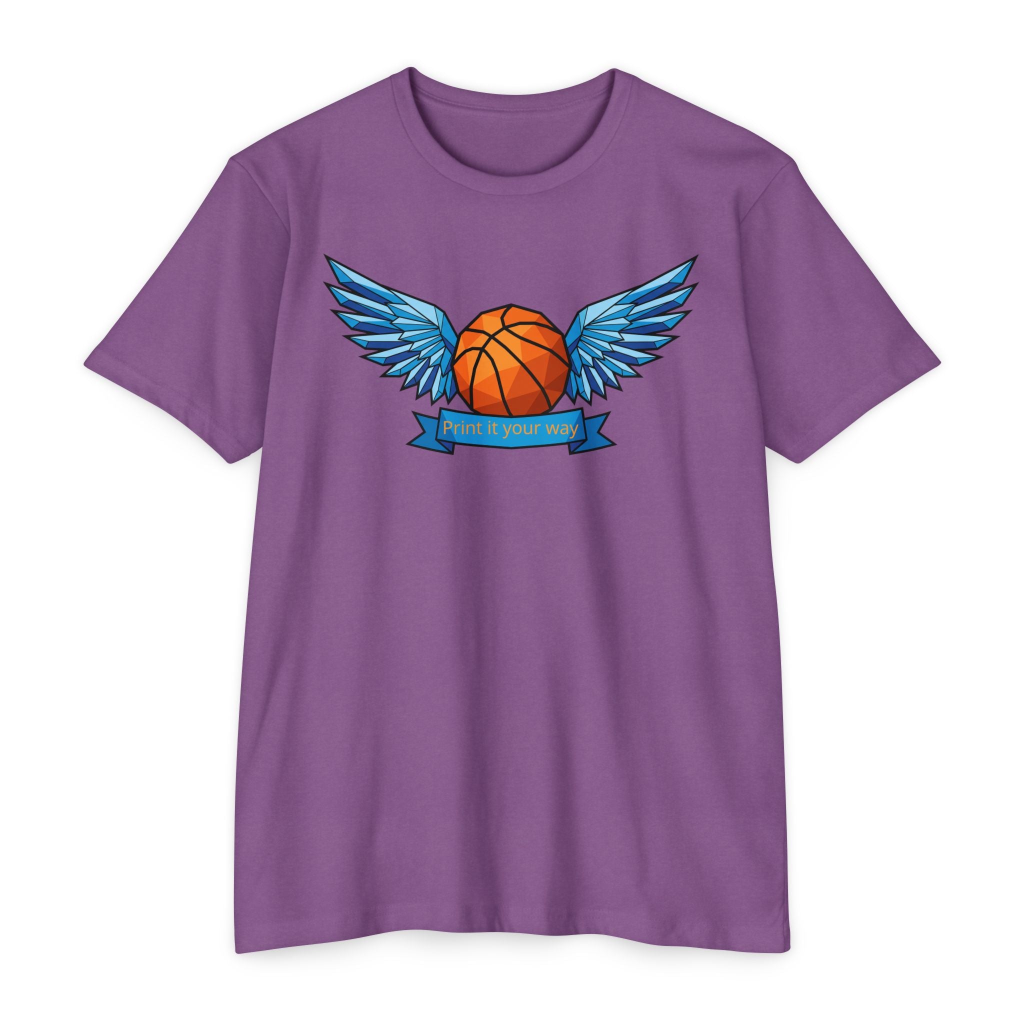 Custom Basketball T-Shirt Personalized Winged Basketball Banner Tee Add Your Name or Team Unisex