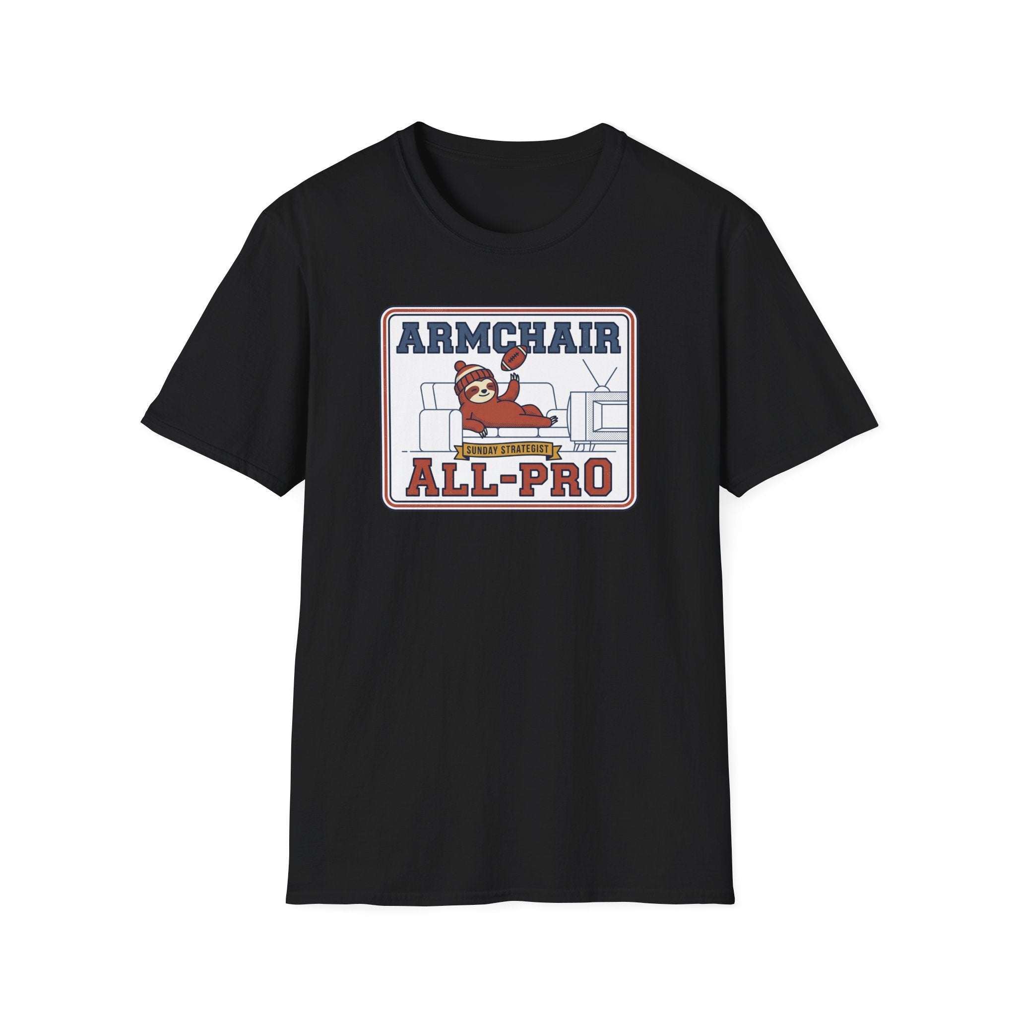 Funny Sloth Football T-Shirt | Lazy Game Day Couch Fan Tee