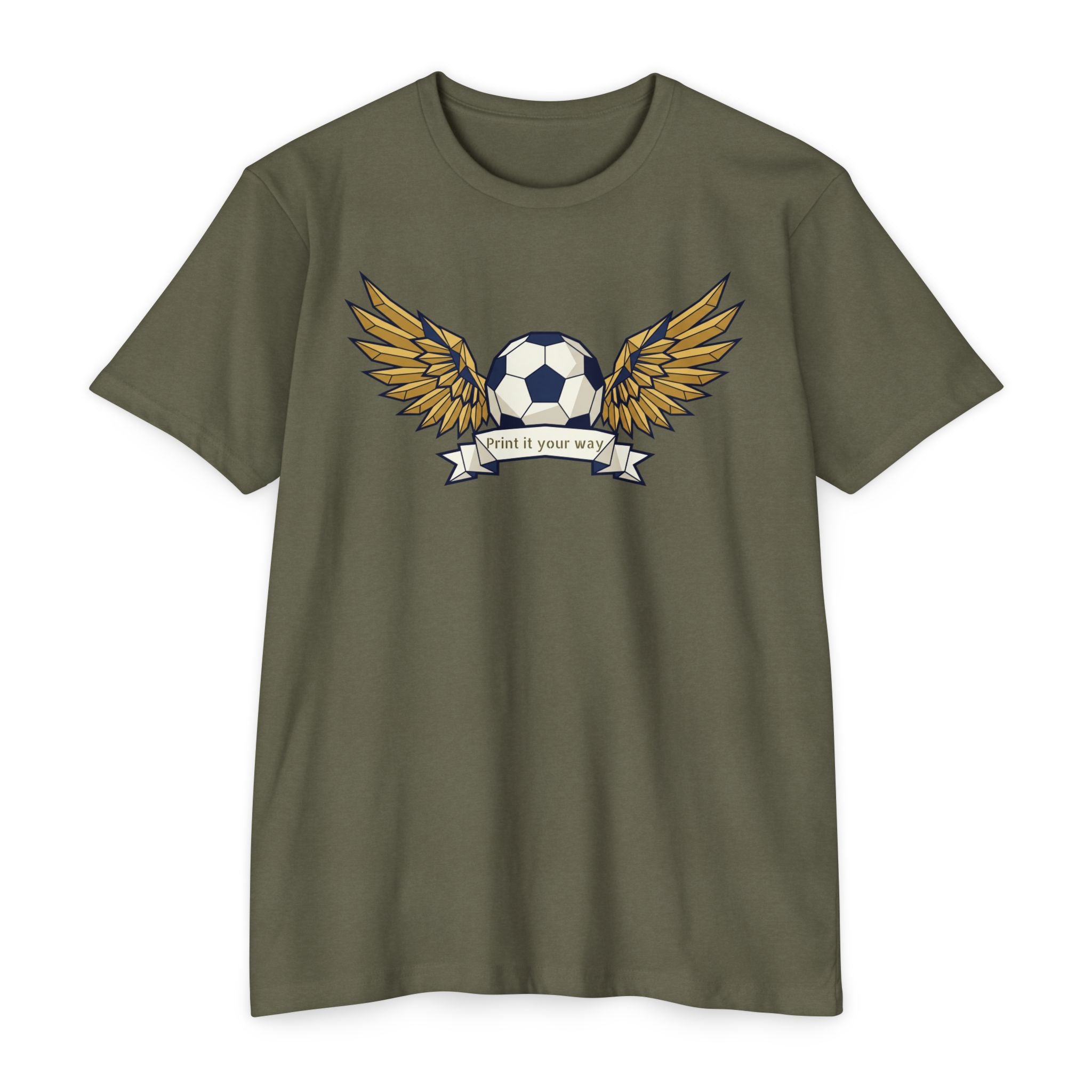 Custom Soccer T-Shirt Personalized Winged Soccer Ball Banner Tee Add Your Name or Team Gift Unisex