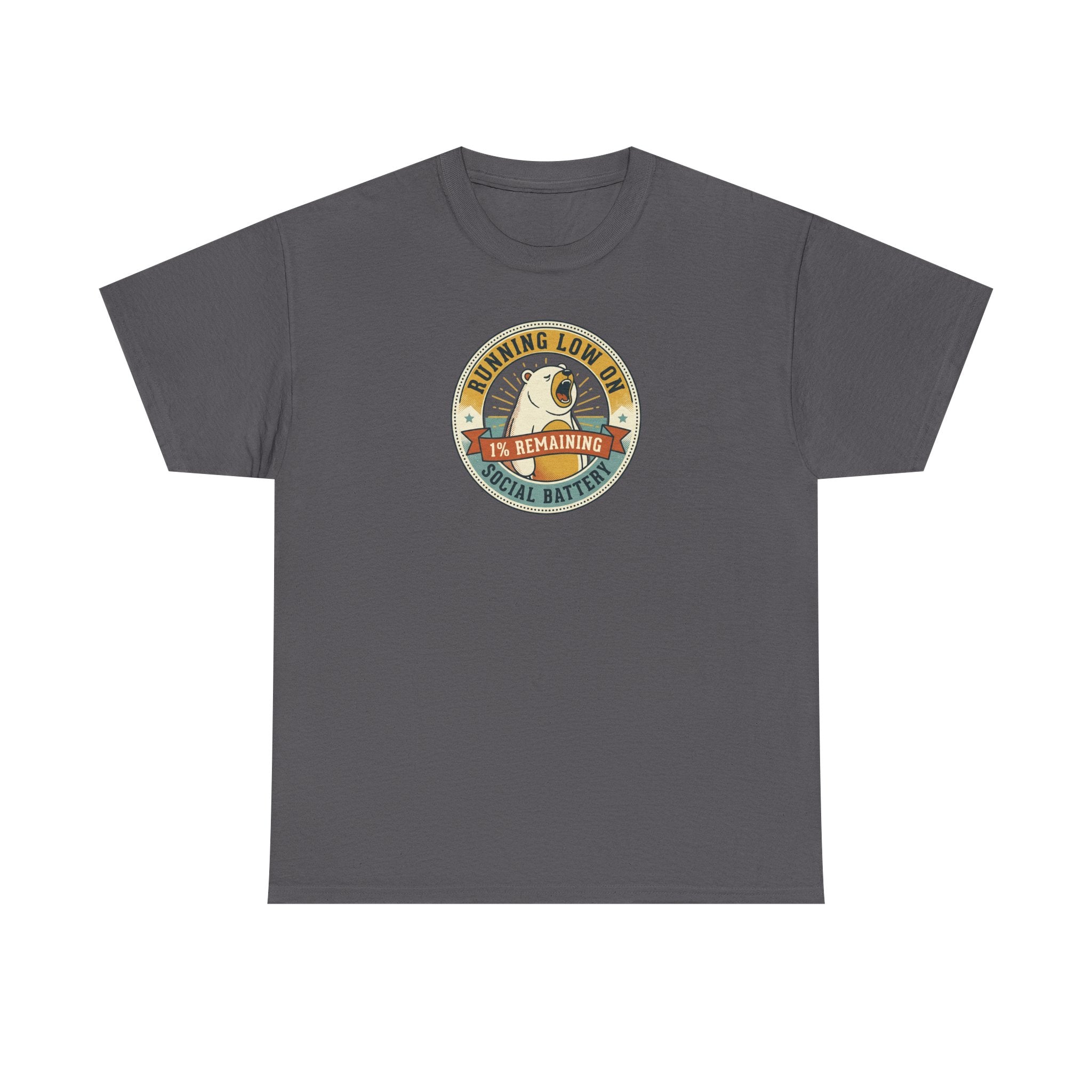 Running Low on Social Battery T-Shirt | Funny Introvert Bear Graphic Tee