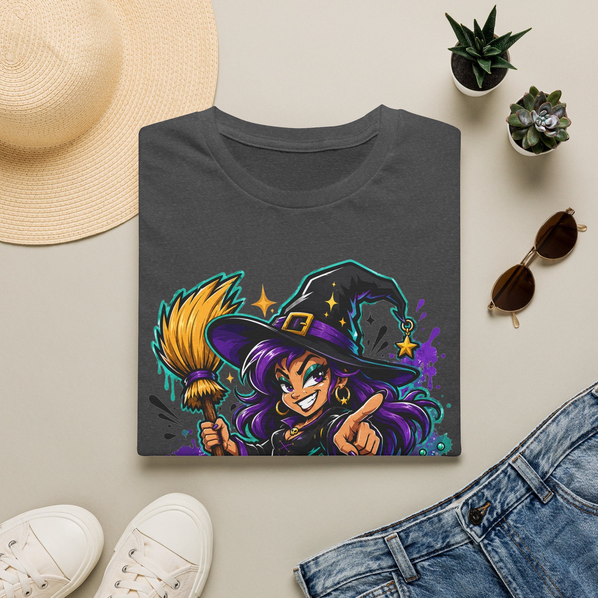 Witch Way To The Candy T-Shirt | Funny Halloween Witch Graphic Tee | Spooky Season Gift | Trick or Treat Shirt
