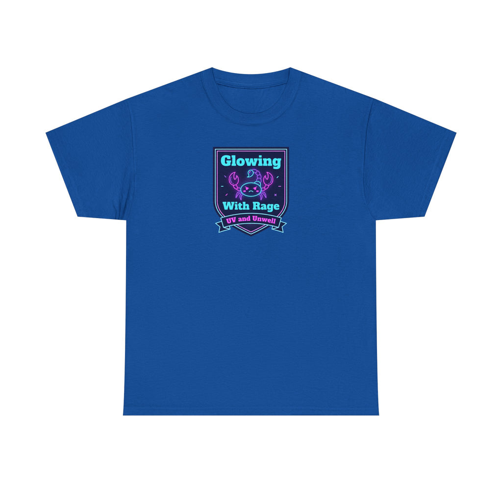 Glowing With Rage tee | Neon Skull Shield design