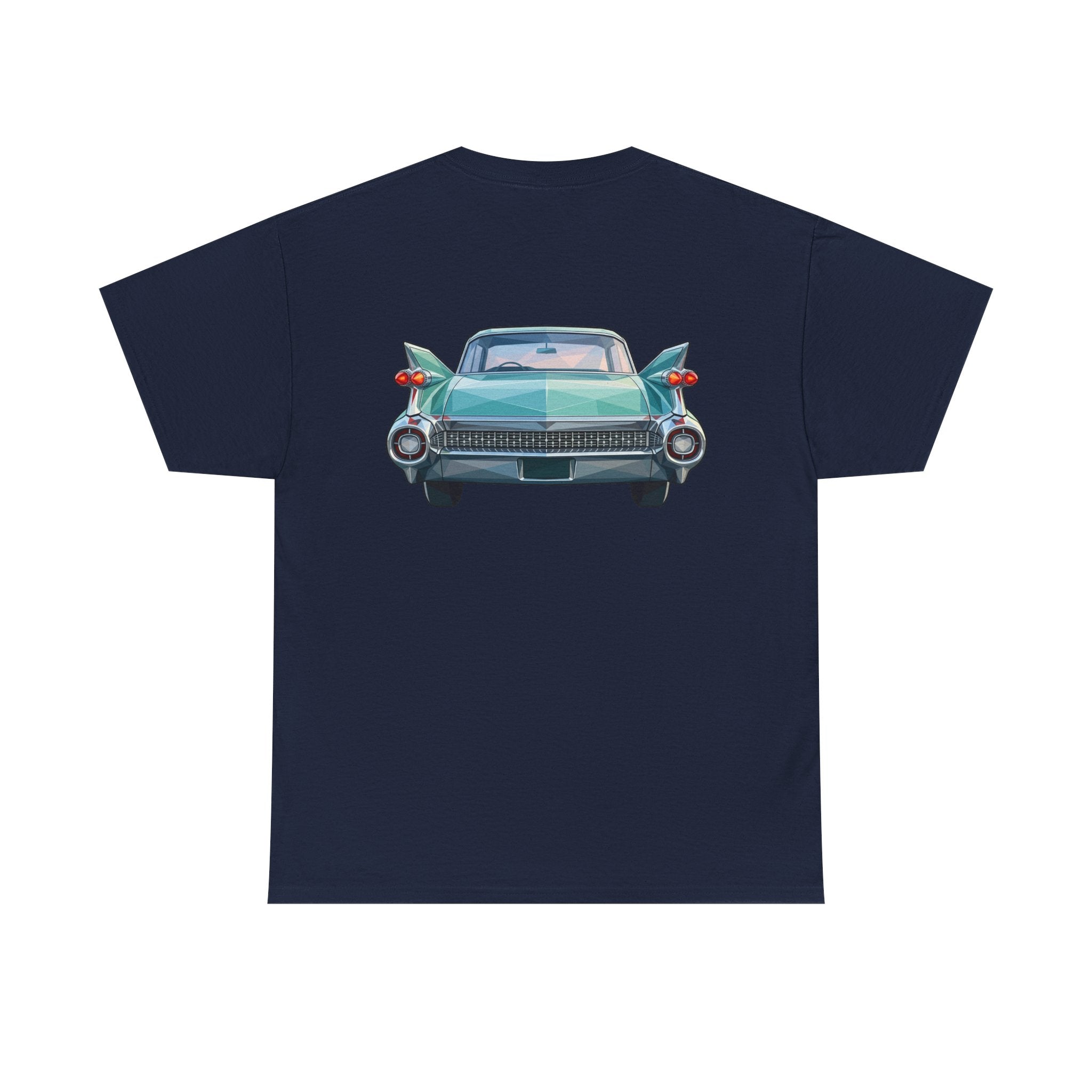 Classic Luxury Cruiser Car Tee | Big Fins Front & Rear Car Illustration