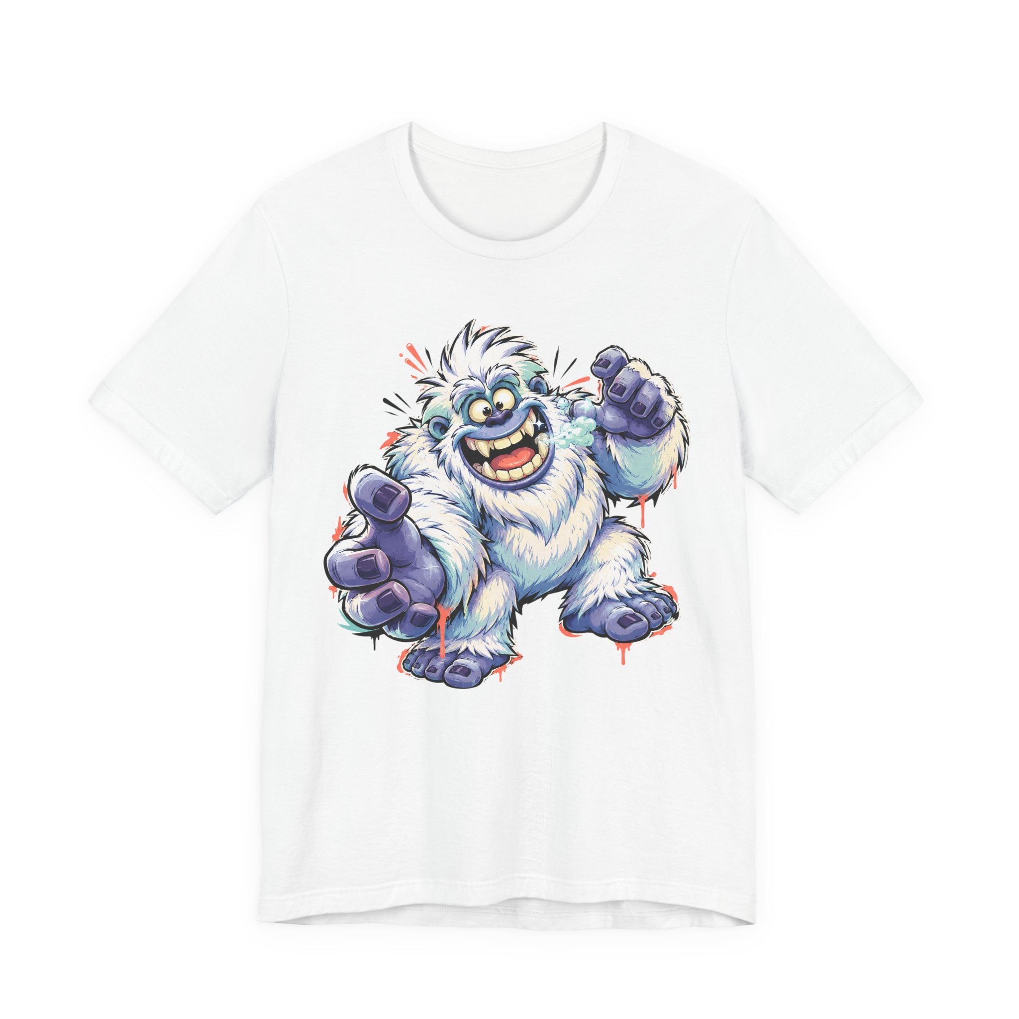 Playful Yeti Monster T-Shirt | Cartoon Sasquatch Tee, Snow Creature Illustration, Fun Unisex Gift