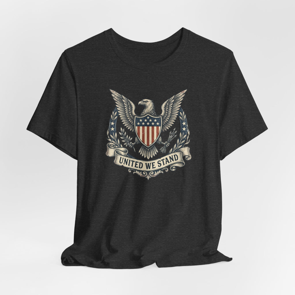 American Eagle Shield United We Stand T-Shirt | Patriotic USA Flag Crest Graphic Tee