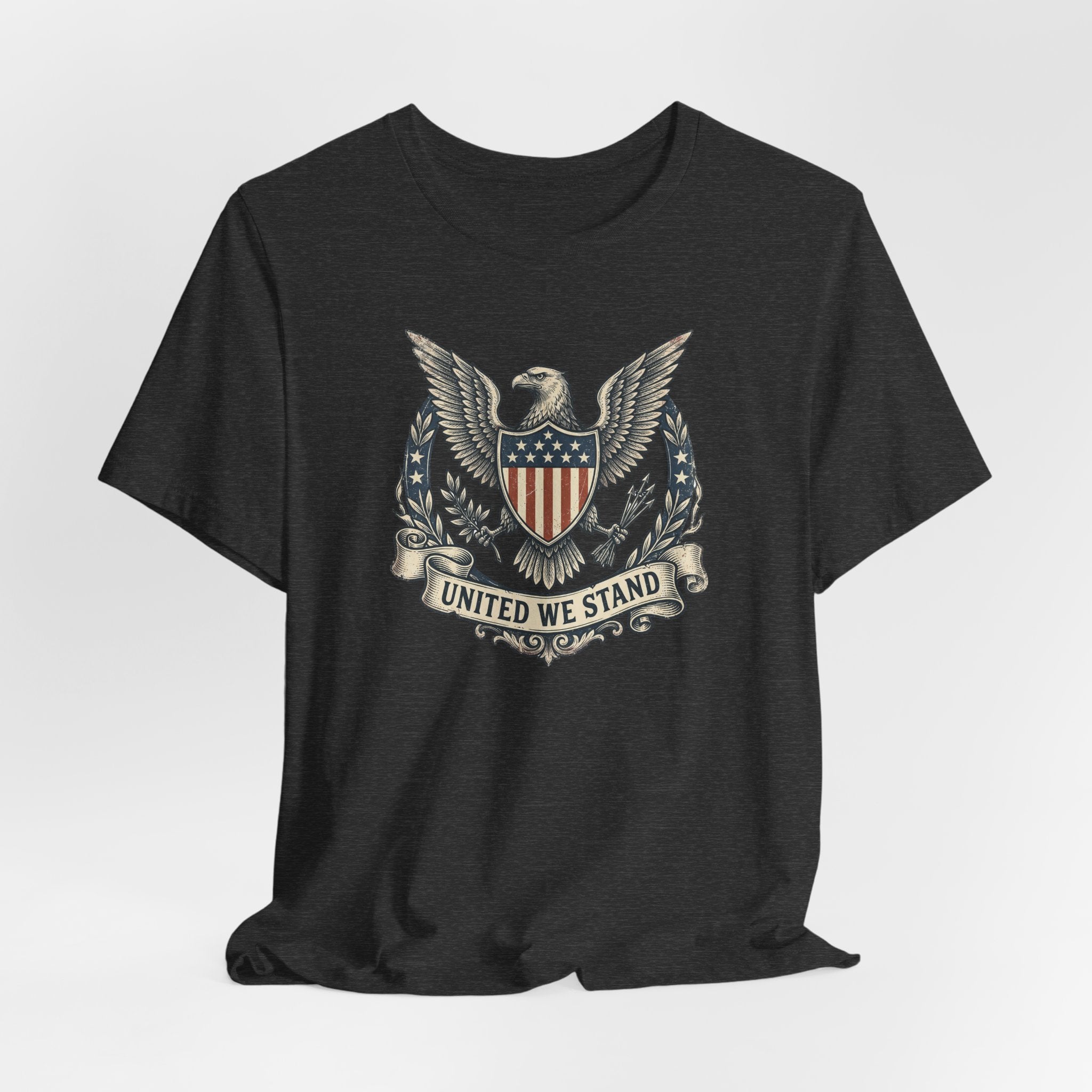 American Eagle Shield United We Stand T-Shirt | Patriotic USA Flag Crest Graphic Tee