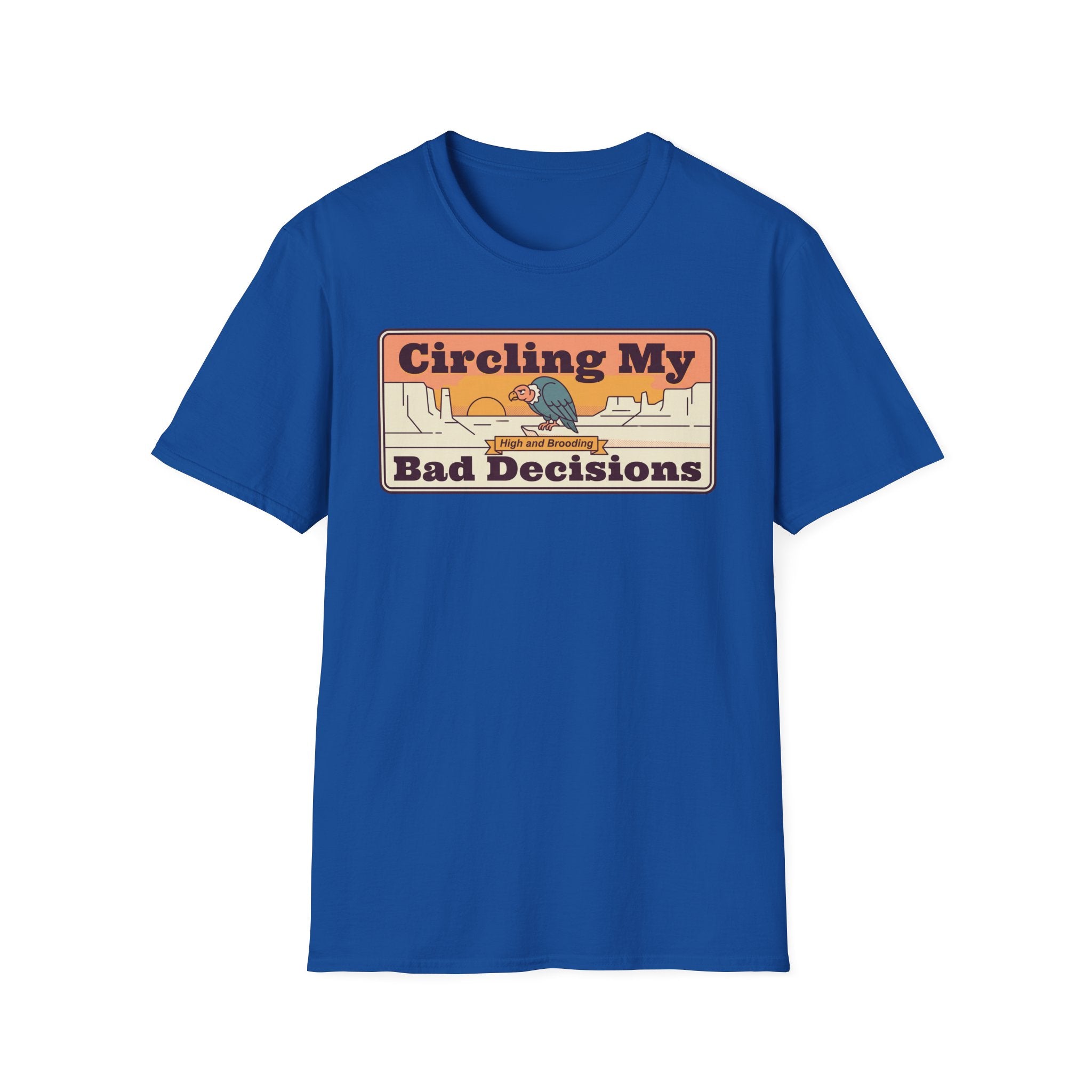Funny Vulture T-Shirt | Circling My Bad Decisions Retro Desert Graphic Tee | Sarcastic Gift
