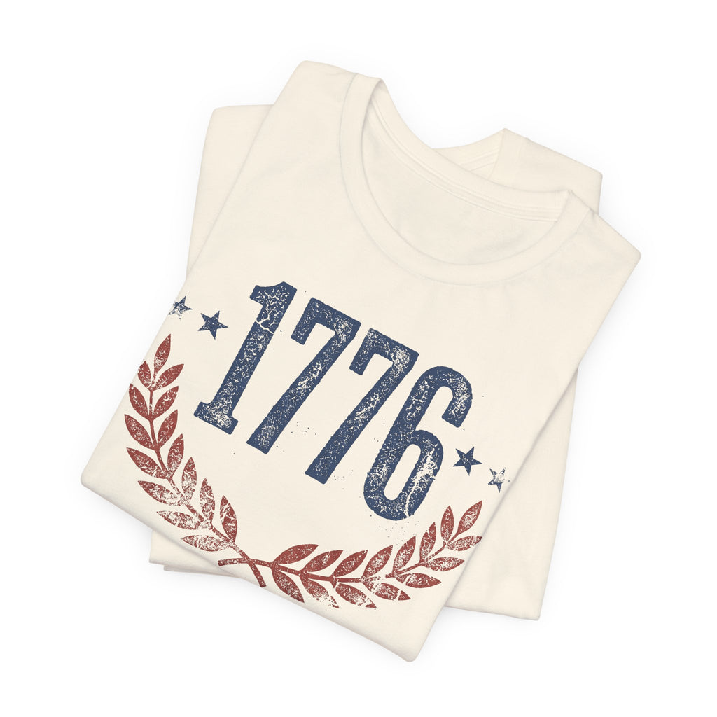 1776 Laurel Wreath T-Shirt | Patriotic American Revolution History Independence Day Graphic Tee