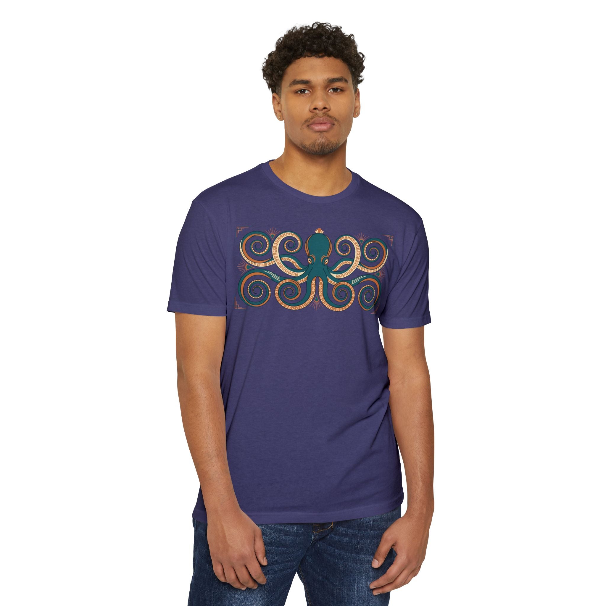 Octopus T-Shirt Teal Swirl Nautical Sea Creature Graphic Tee Ocean Lover Gift Unisex