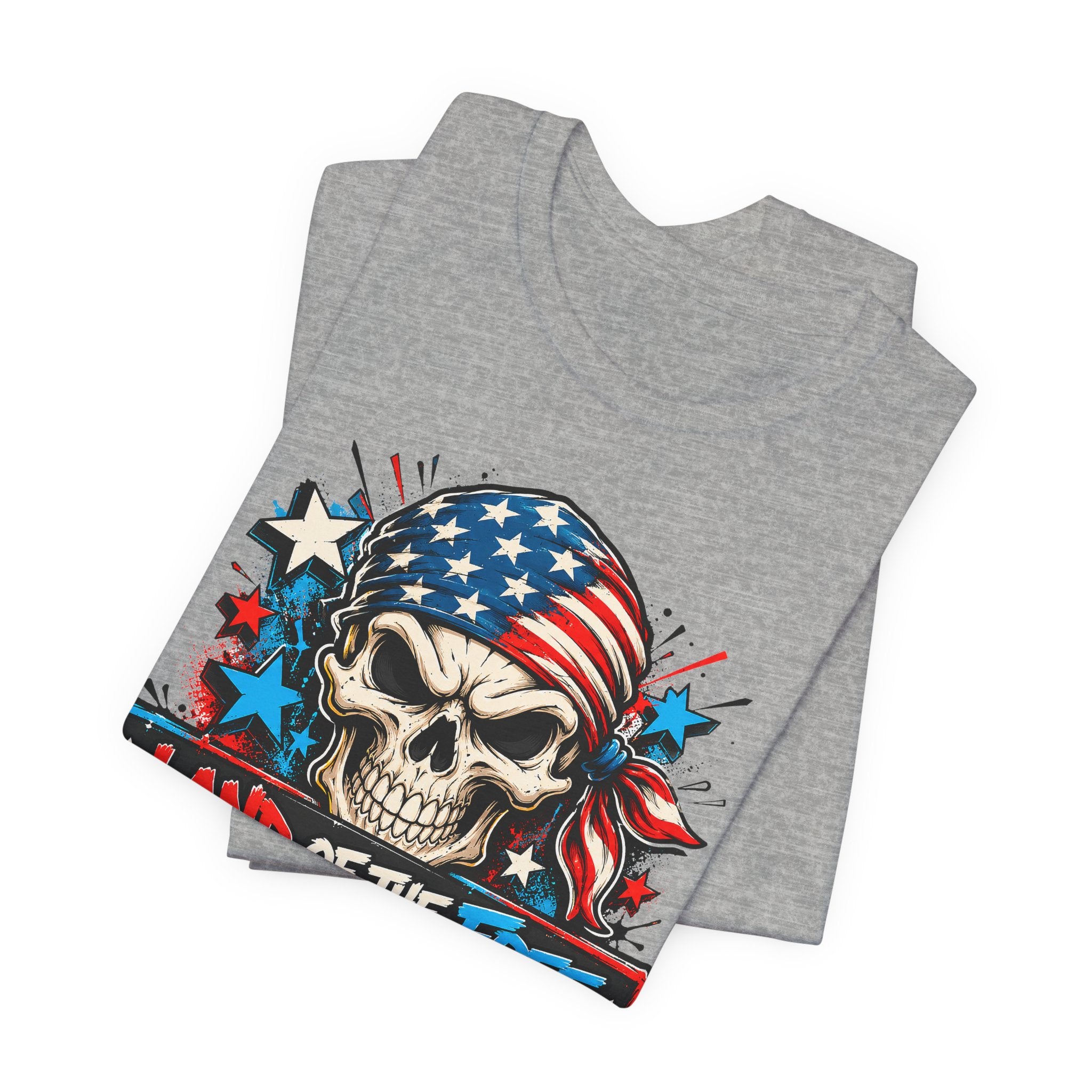 Land of the Free Skull T-Shirt | 4th of July American Flag Patriotic Graphic Tee