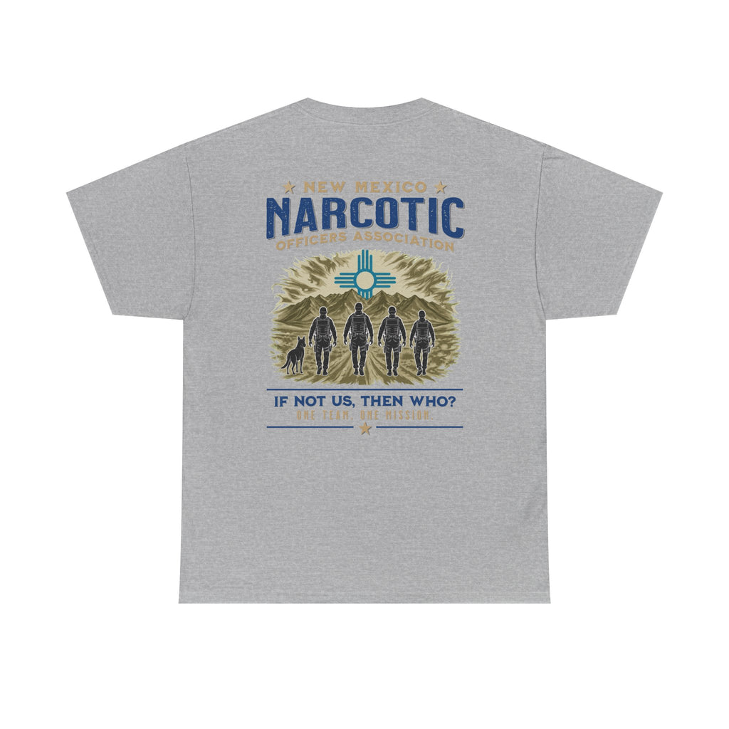 Sport grey crewneck t-shirt with large back print and officers graphic