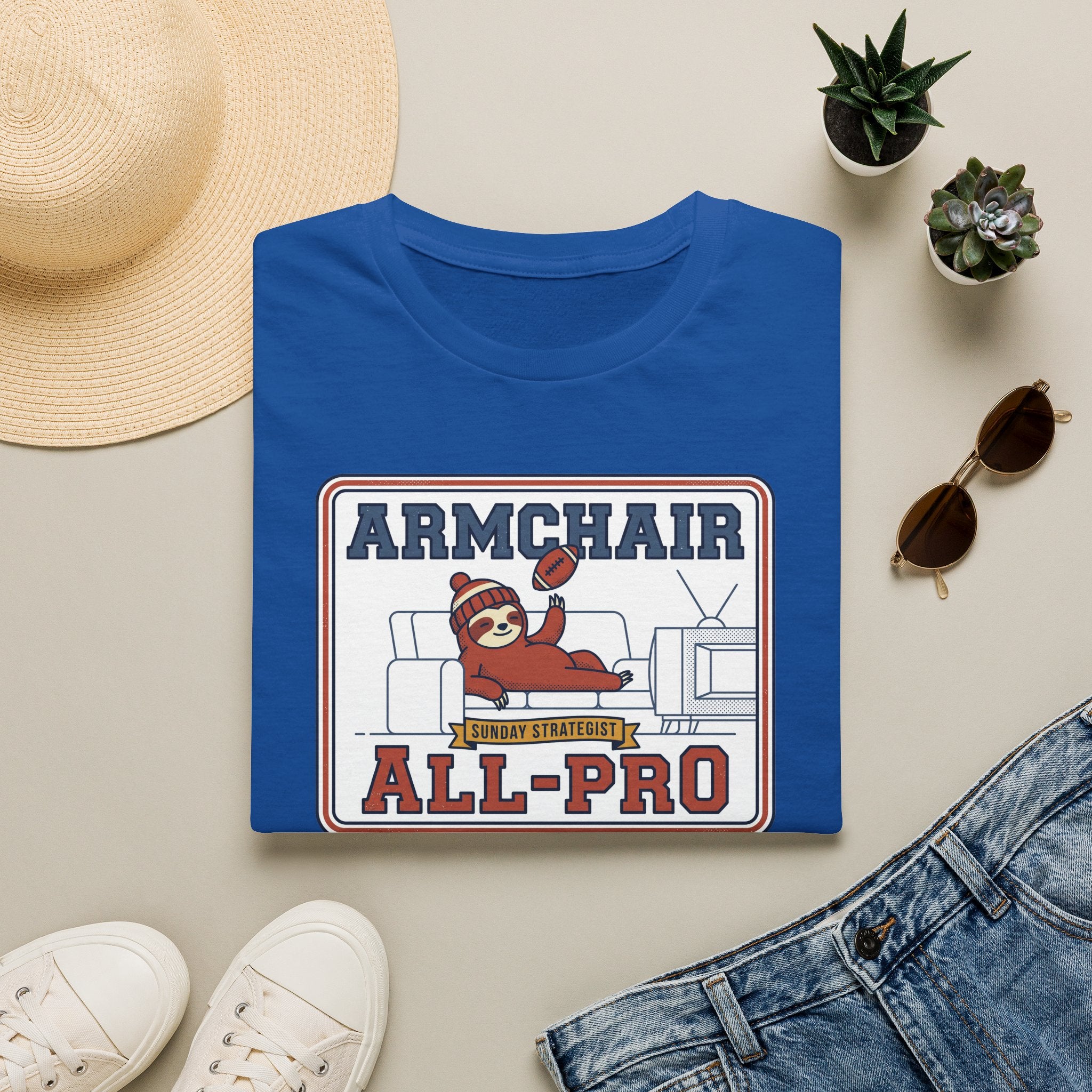 Funny Sloth Football T-Shirt | Lazy Game Day Couch Fan Tee