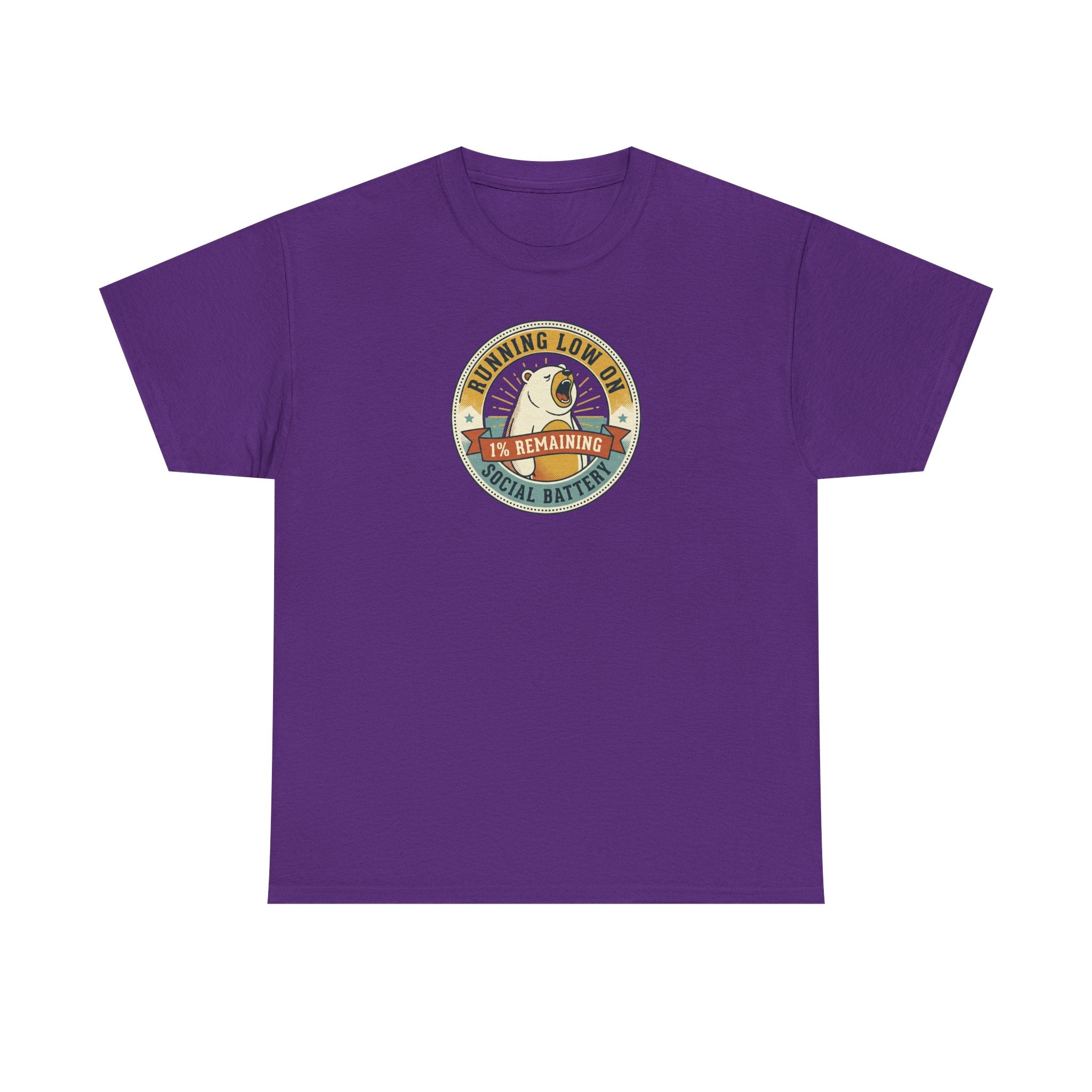 Running Low on Social Battery T-Shirt | Funny Introvert Bear Graphic Tee