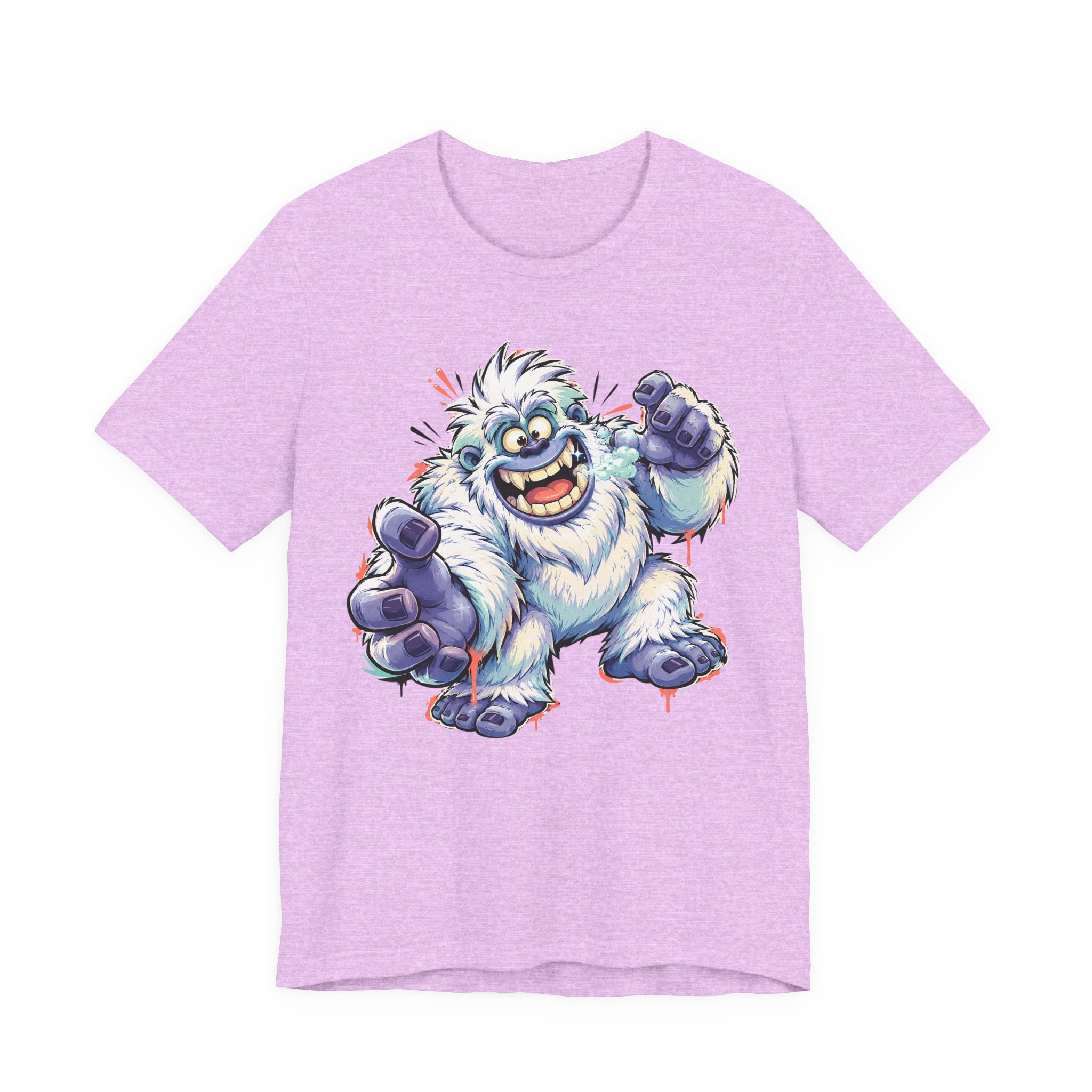 Playful Yeti Monster T-Shirt | Cartoon Sasquatch Tee, Snow Creature Illustration, Fun Unisex Gift