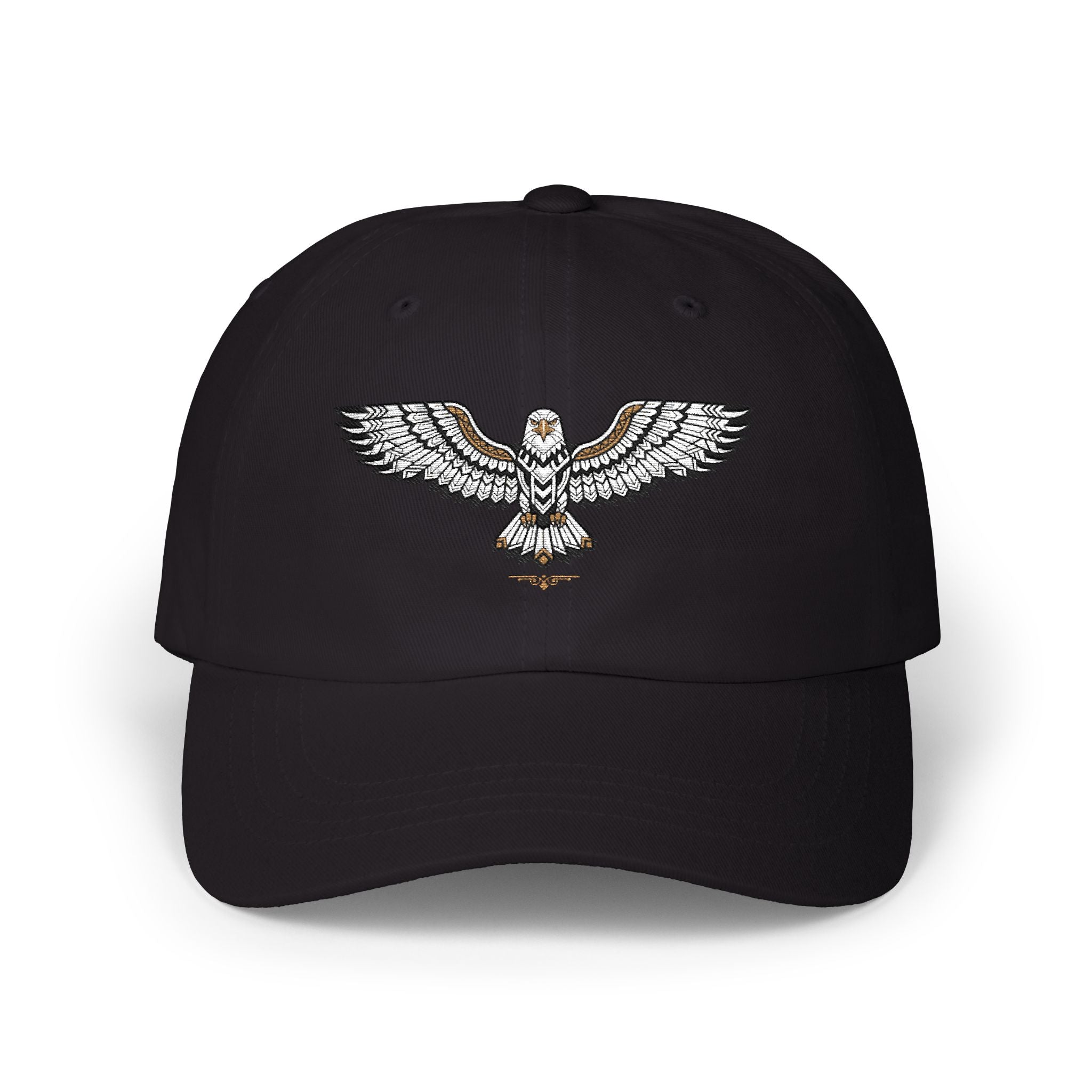 Embroidered Soaring Eagle Dad Cap — Classic White Baseball Hat