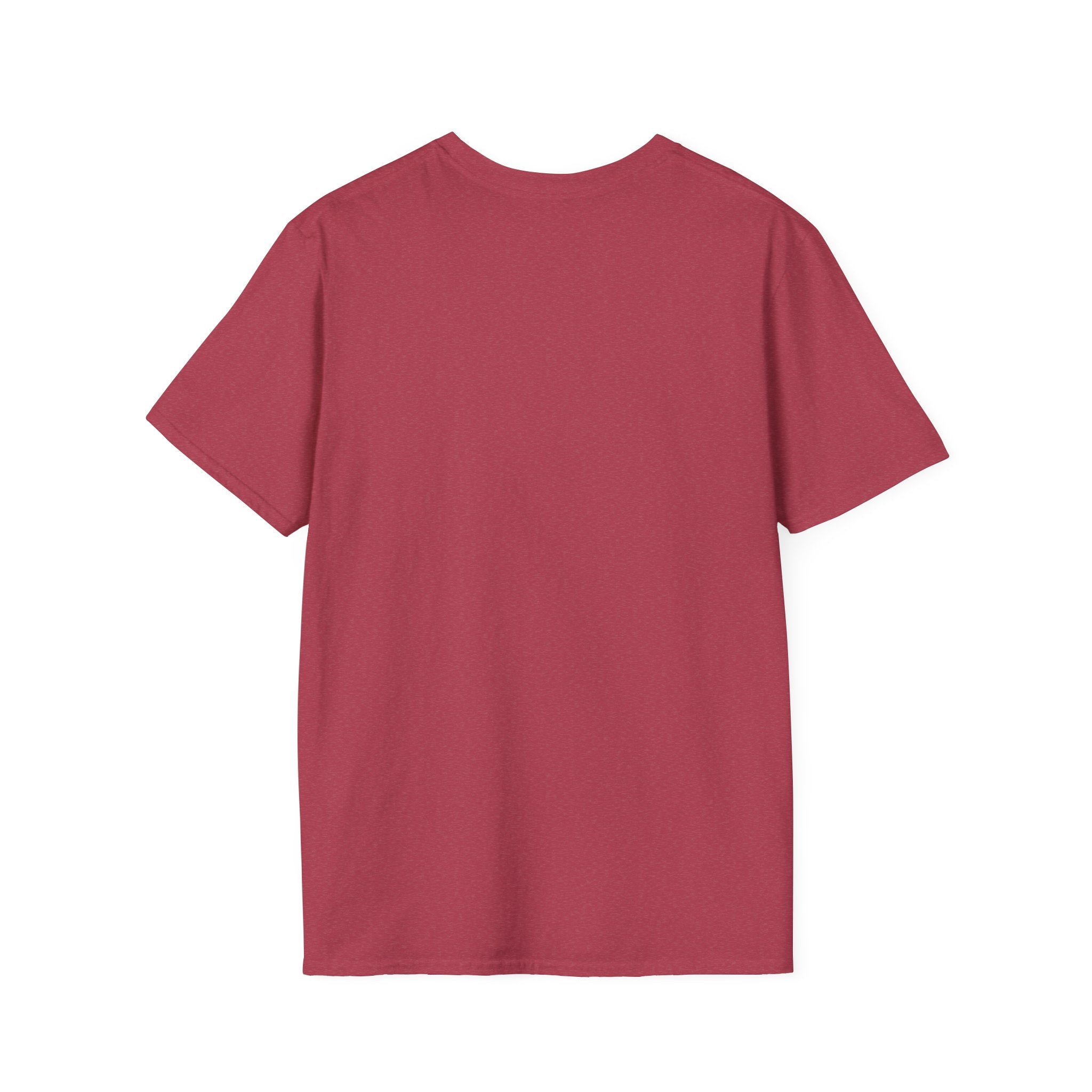 Burgundy crewneck T-shirt, plain front.