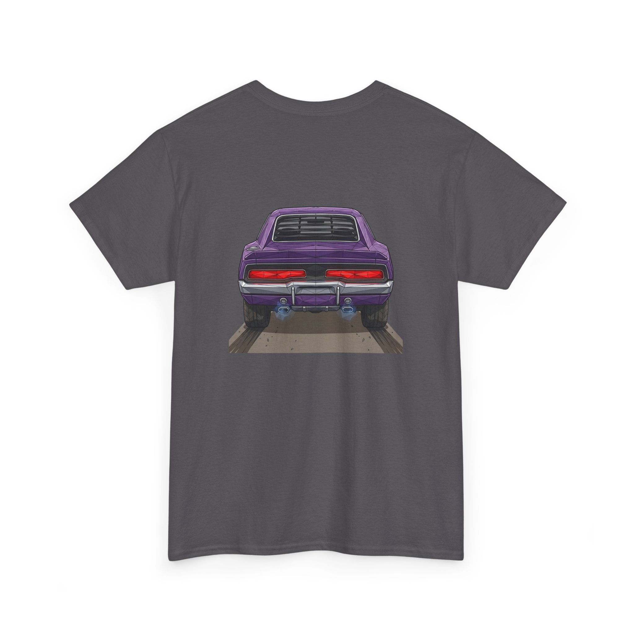 Retro Purple Muscle Car Tee | Front and Back Car Illustration