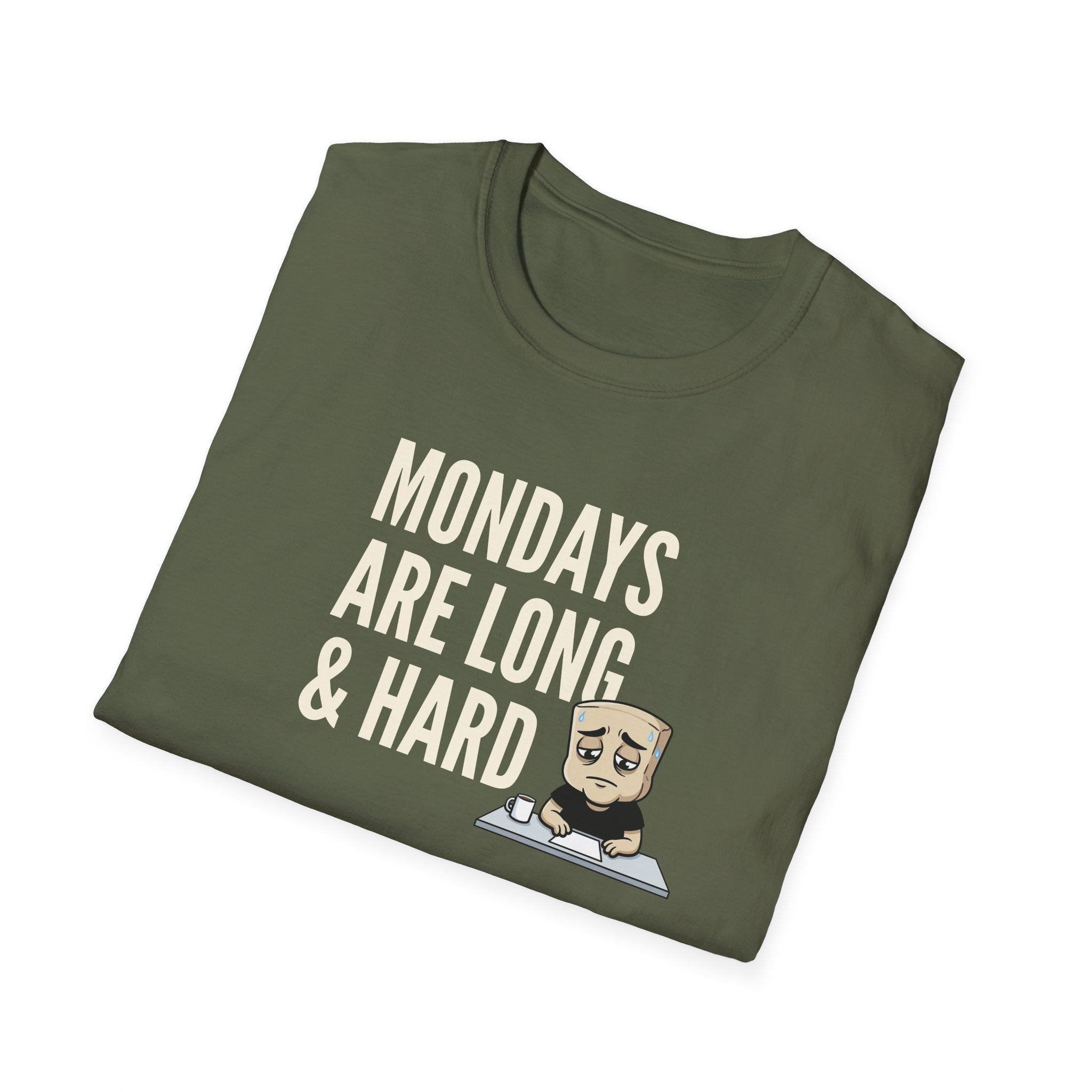Mondays Are Long & Hard T-Shirt, Funny Coffee Lover Tee, Sarcastic Monday Mood Gift Shirt, Caffeine Humor Tee Men Women