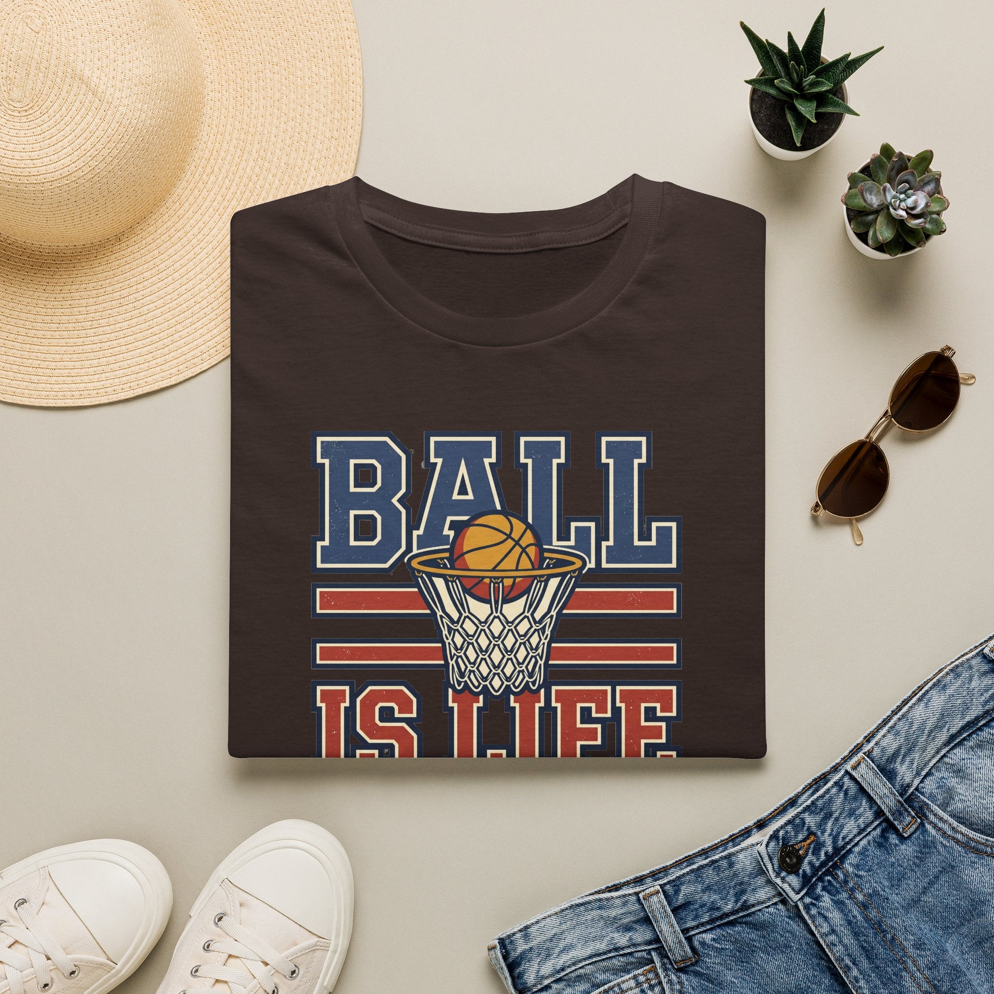 Basketball T-Shirt | Ball Is Life Retro Hoops Graphic Tee
