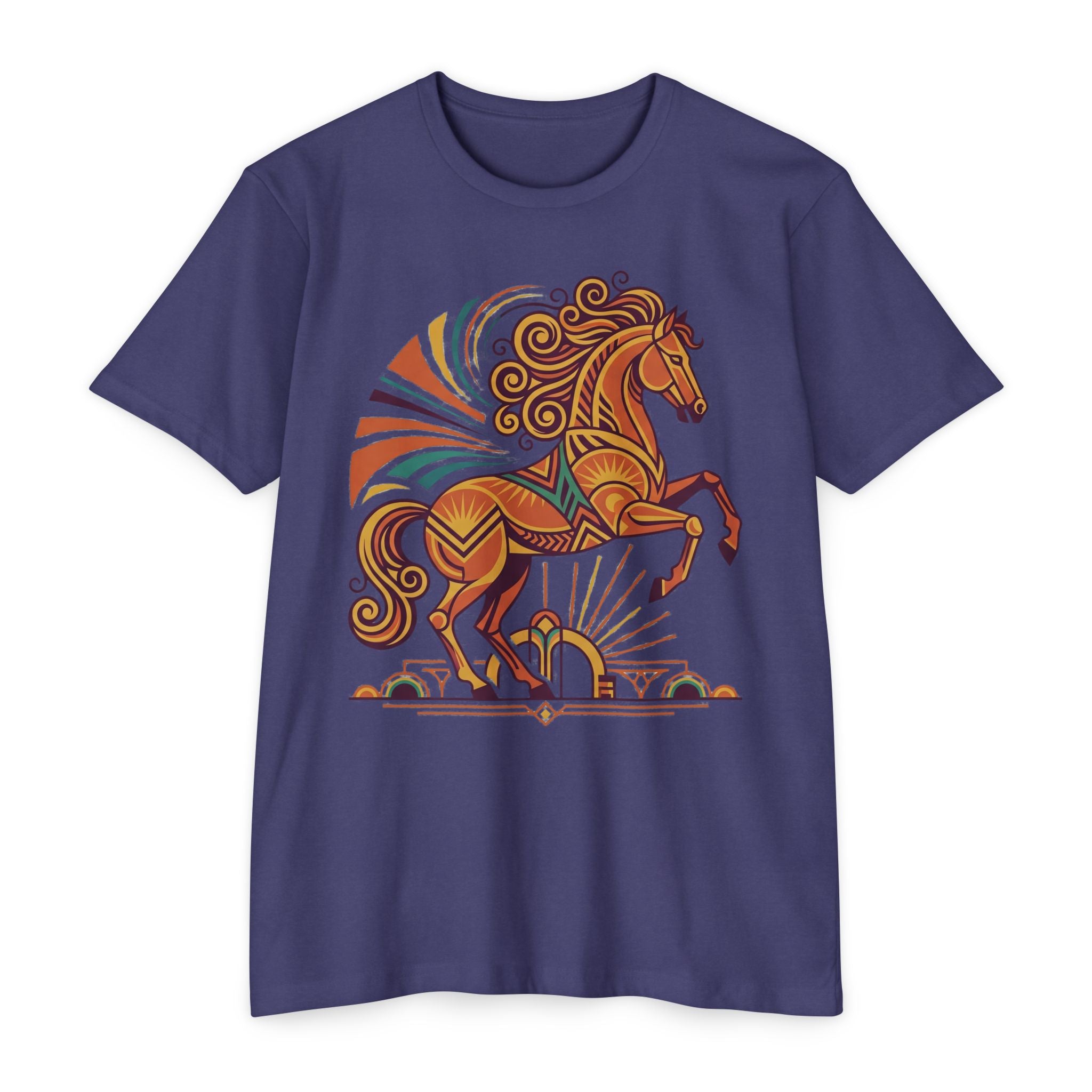 Horse T-Shirt Boho Prancing Horse Sunburst Illustration Graphic Tee Nature Lover Gift Unisex