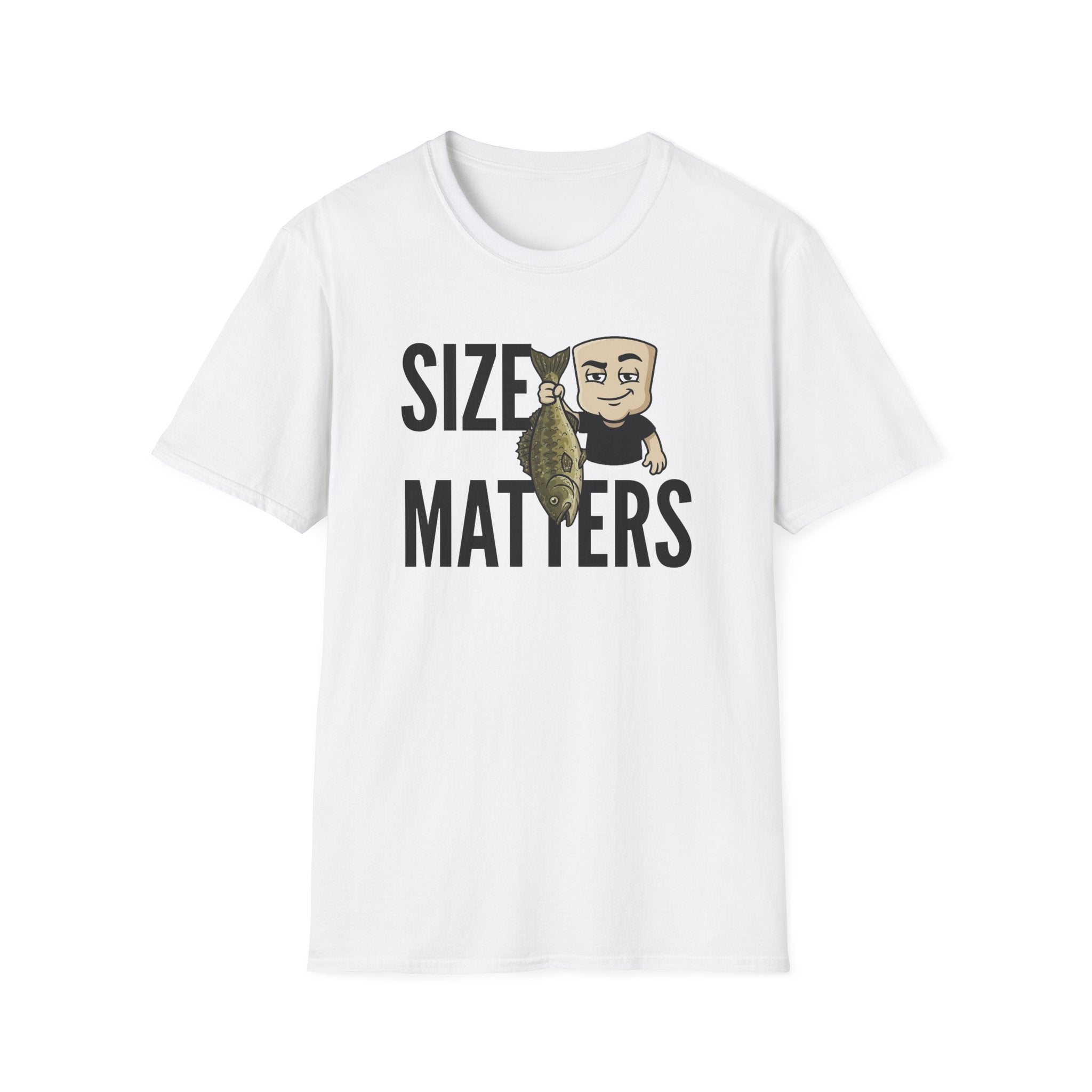 Size Matters T-Shirt, Funny Fishing Tee, Fisherman Angler Gift Shirt, Sarcastic Bass Fishing Humor Tee for Men & Women