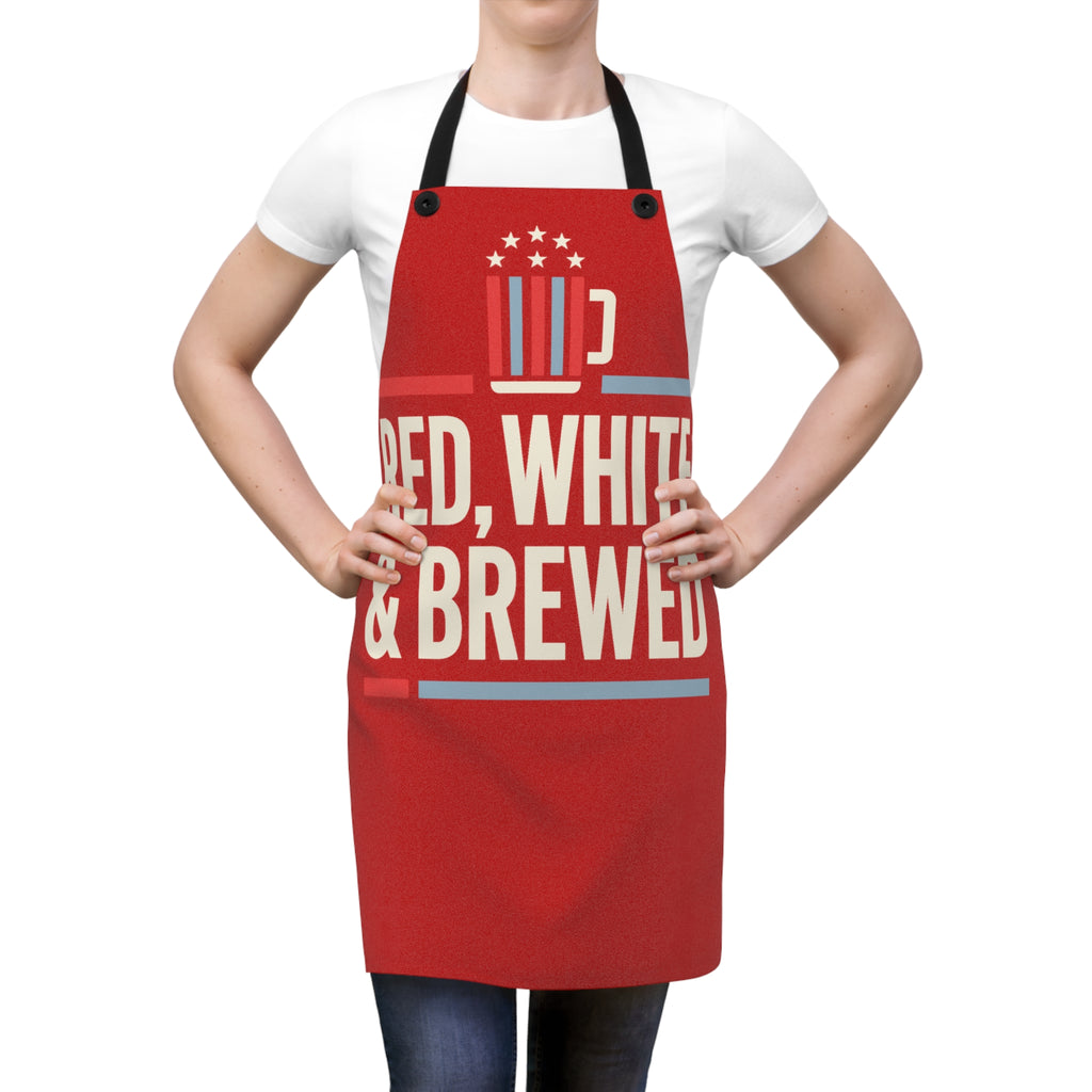 Red White and Brewed Apron | Patriotic Beer BBQ Grilling Apron | Fourth of July Kitchen Apron | Funny USA Gift Apron