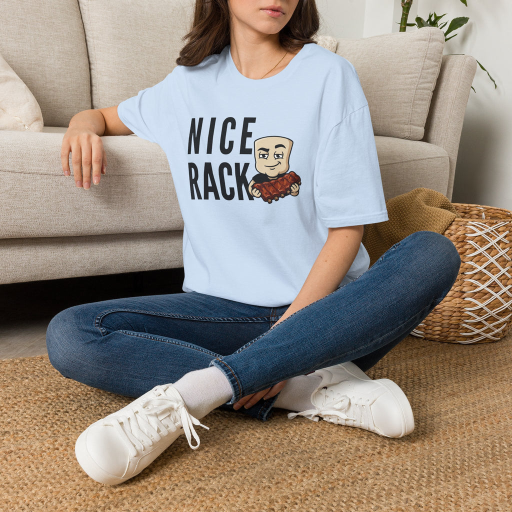 Nice Rack T-Shirt | Funny BBQ Ribs Grilling Tee | Cookout Humor Food Pun Gift