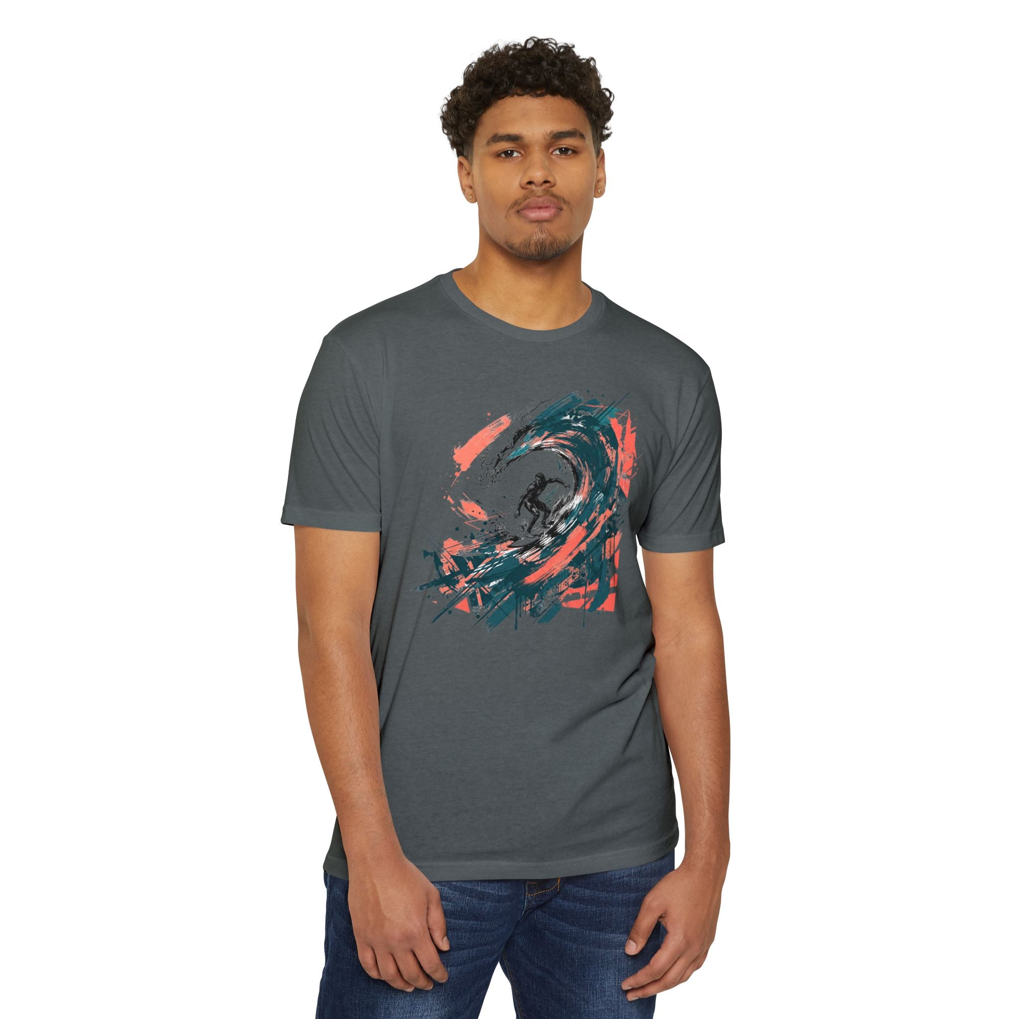Surfer T-Shirt Wave Paintbrush Art Abstract Ocean Surf Graphic Tee Surfer Gift Beach Lover Unisex