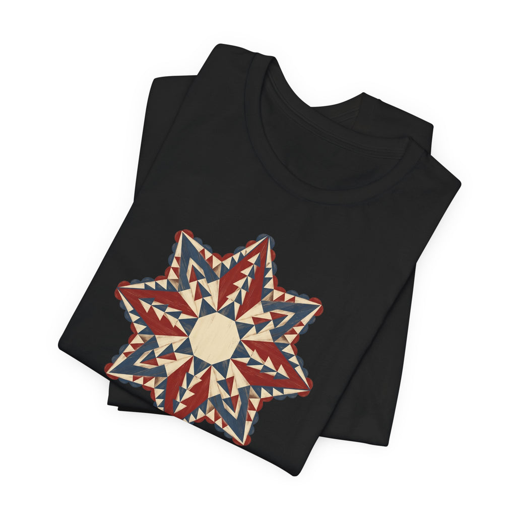 Southwestern Star Mandala Graphic Tee | Geometric Aztec Compass Boho Folk Art T-Shirt