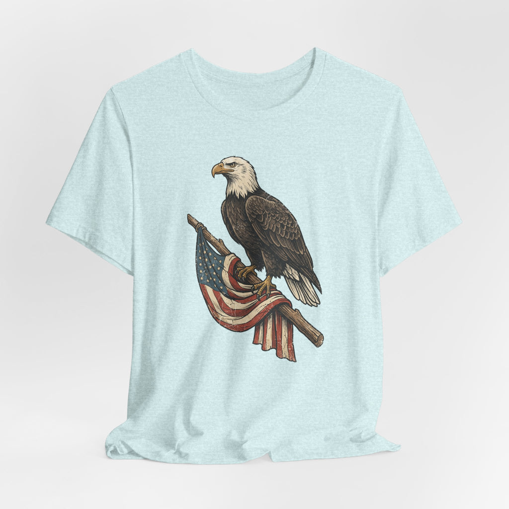 Bald Eagle American Flag T-Shirt | Patriotic USA Stars Stripes Vintage Eagle Graphic Tee Gift