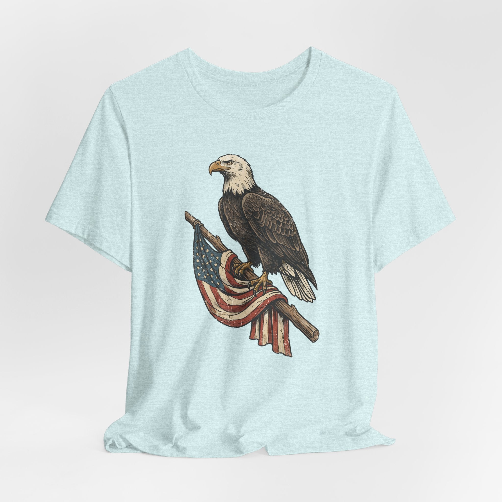 Bald Eagle American Flag T-Shirt | Patriotic USA Stars Stripes Vintage Eagle Graphic Tee Gift